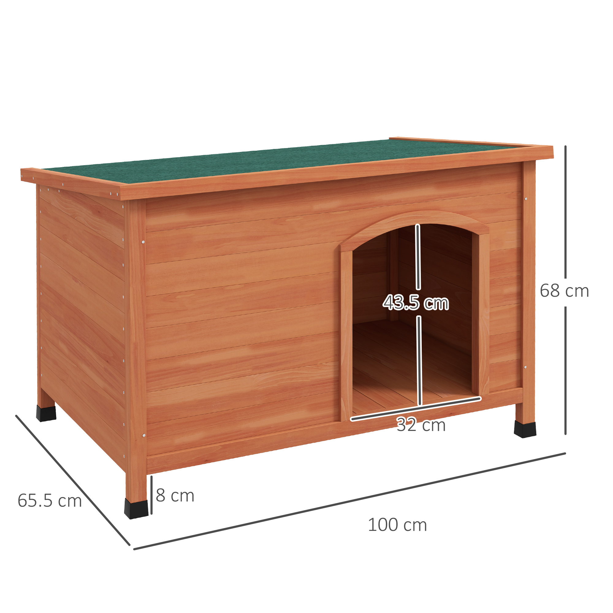 PawHut Wooden Dog Kennel, Outdoor Pet House, with Removable Floor, Openable Roof, Water-Resistant Paint Natural Wood Tone 3