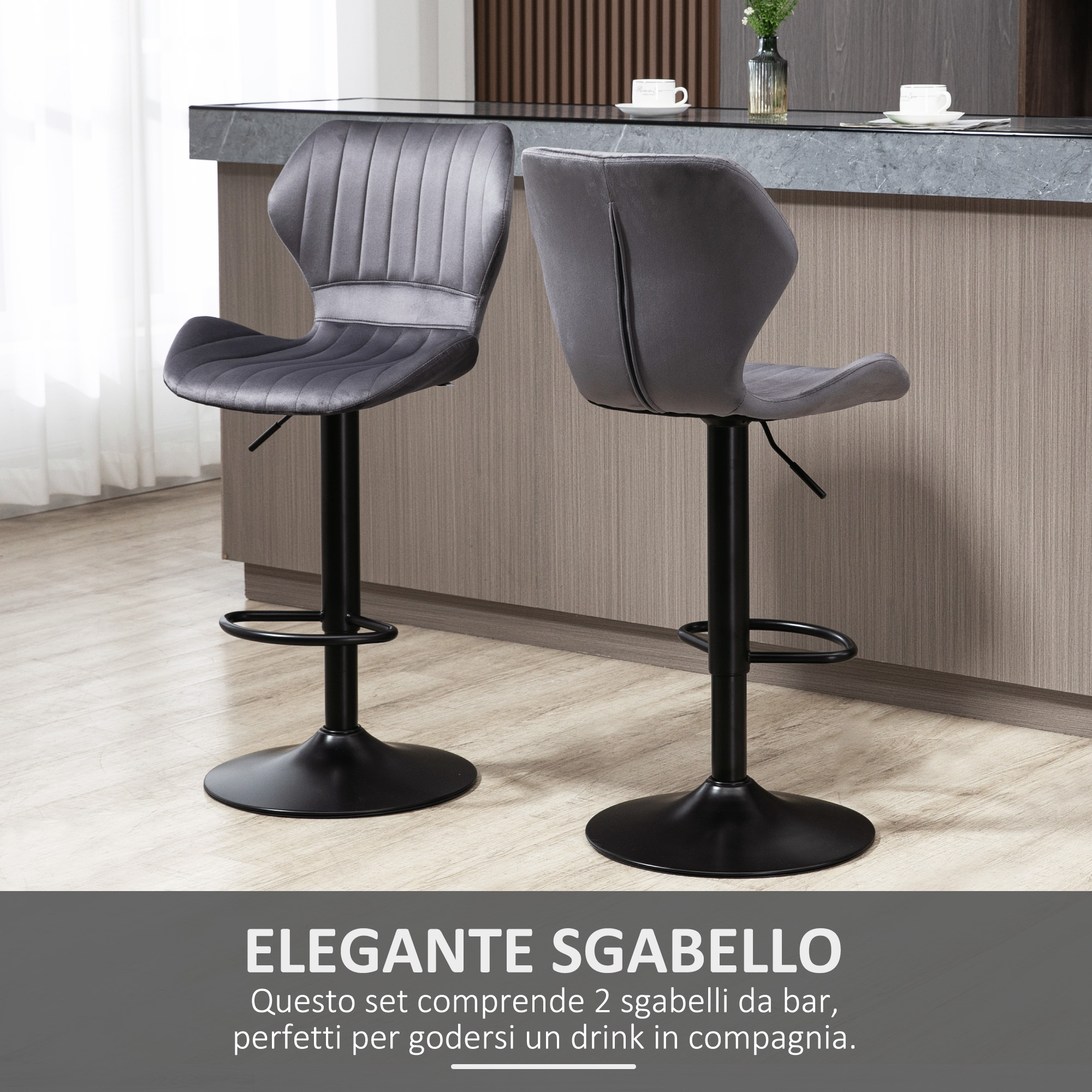 ele ELEOPTION Coprisedia in velluto morbido, elasticizzato, per sedia da club, per bancone da bar, soggiorno, sala da pranzo e reception (grigio
