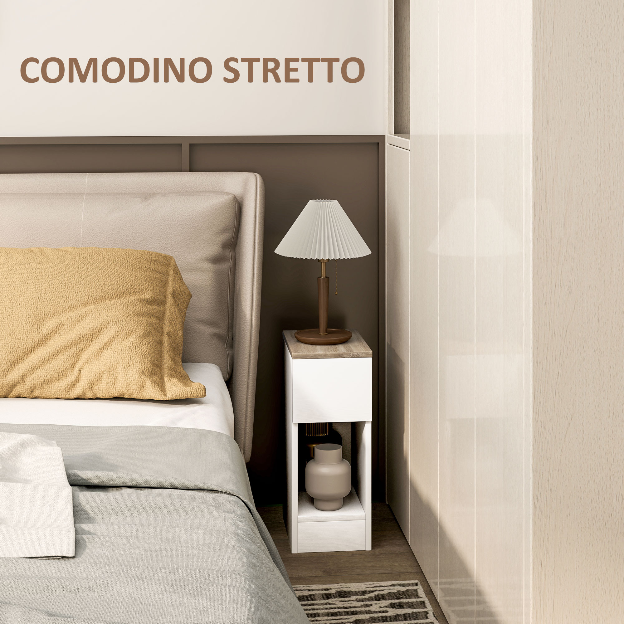 Comodini HOMCOM Set 2 - Con 2 Cassetti - Design Rovere - Per Camera Da Letto