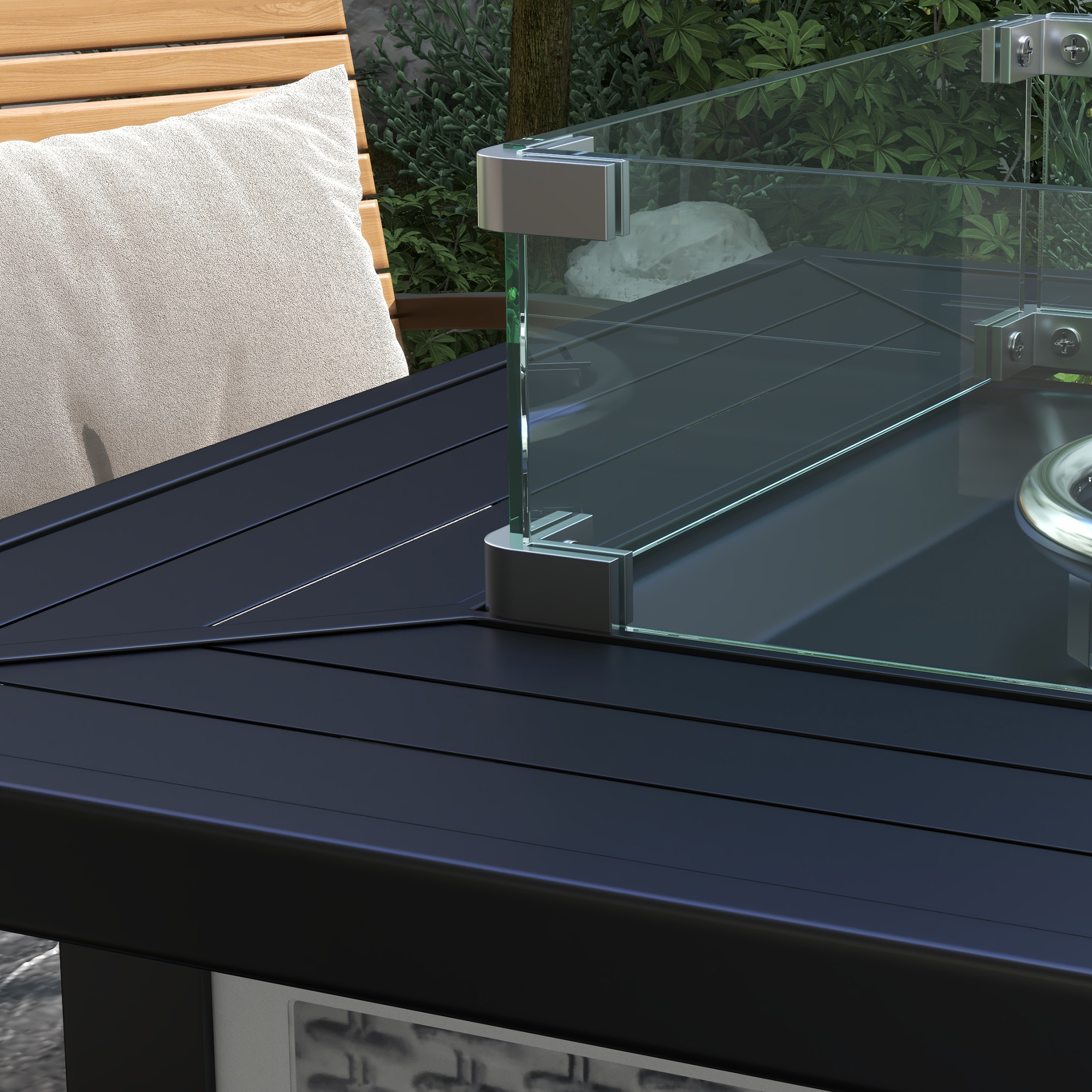 Outsunny 81 x 81cm 50,000 BTU Gas Fire Pit Table Grey 9