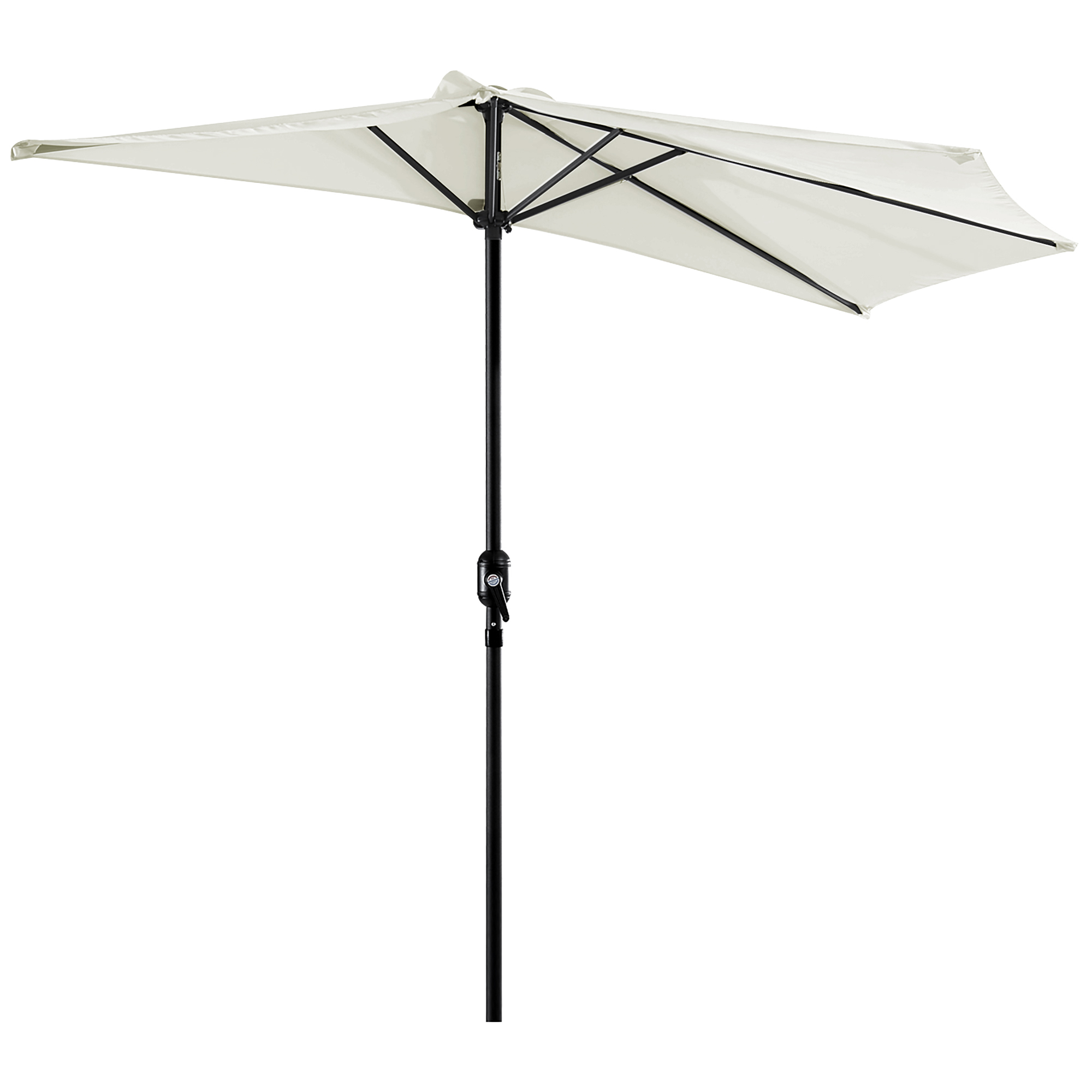 Outsunny Sombrilla Parasol Semicircular con Manivela para Jardín Terraza Patio Piscina 269x138x236 cm Resistente al Sol Crema   Aosom España
