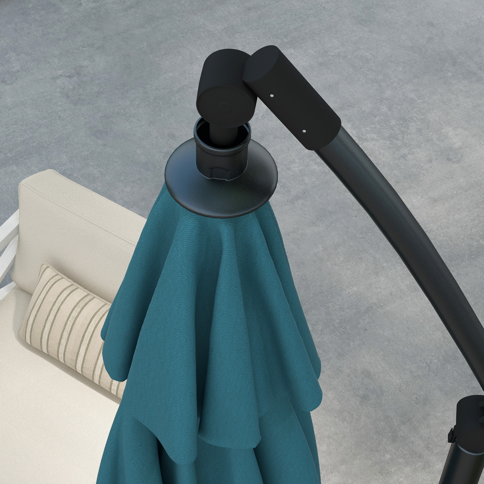 Outsunny 3m Offset Cantilever Parasol Umbrella, with Cross Base Blue 9