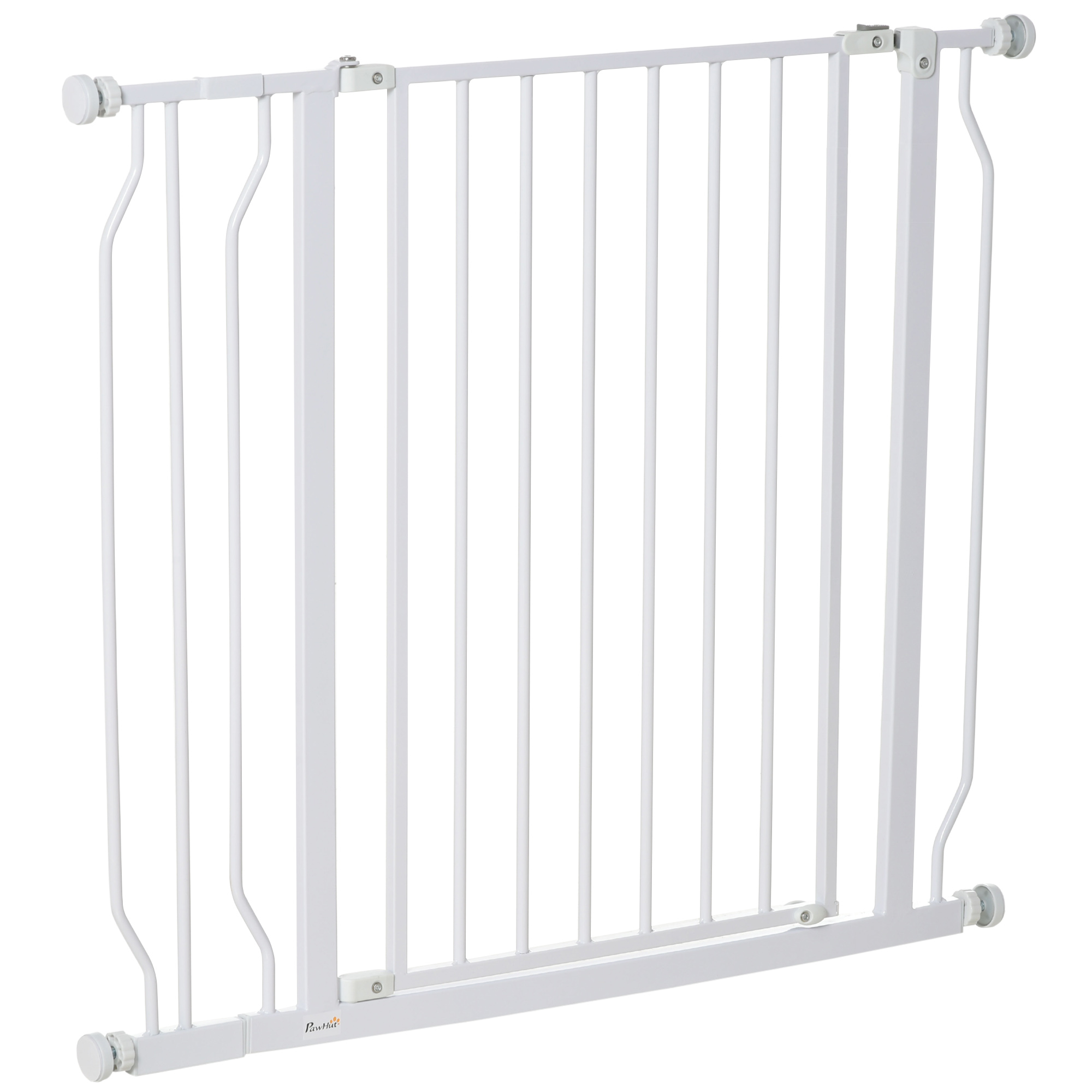 PawHut Puerta para Perros con Ancho Ajustable 75-95 cm Barrera de Seguridad para Perros con Extensión y Doble Bloqueo Blanco