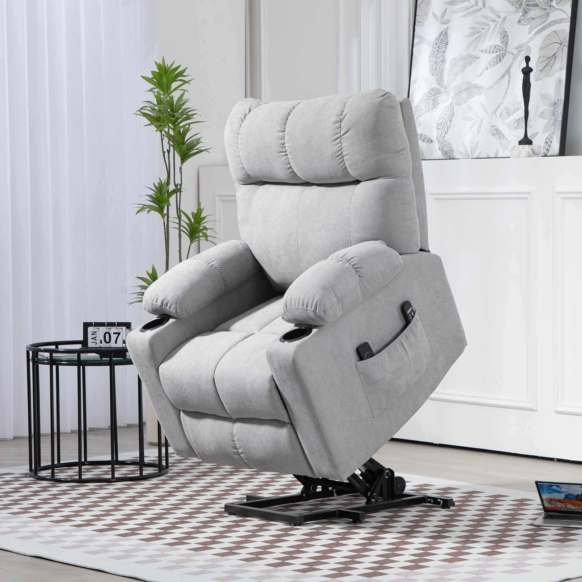 HOMCOM Seniorensessel mit Aufstehhilfe, elektrisch, mit 3 Modi, 8 Massagepu günstig online kaufen