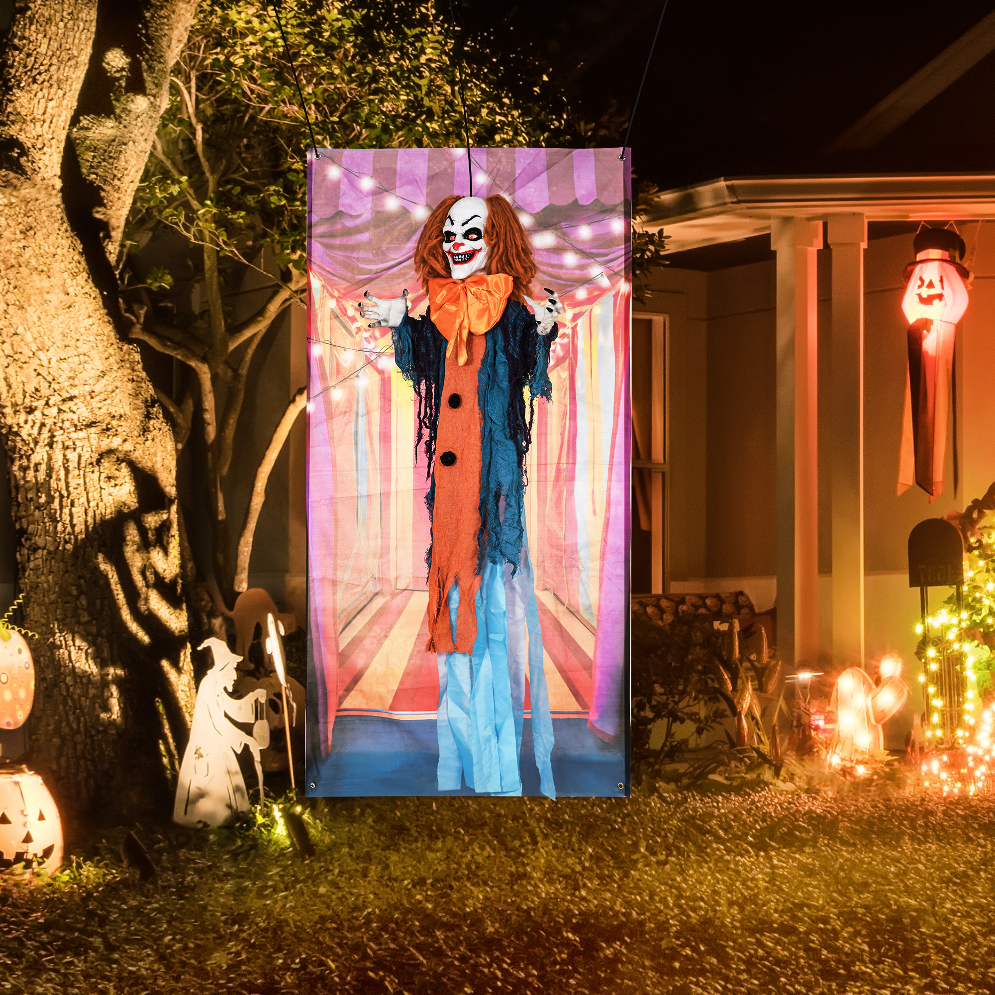 HOMCOM 168cm Halloween Dekoration Halloween Zirkusclown Lebensechte Größe Z günstig online kaufen