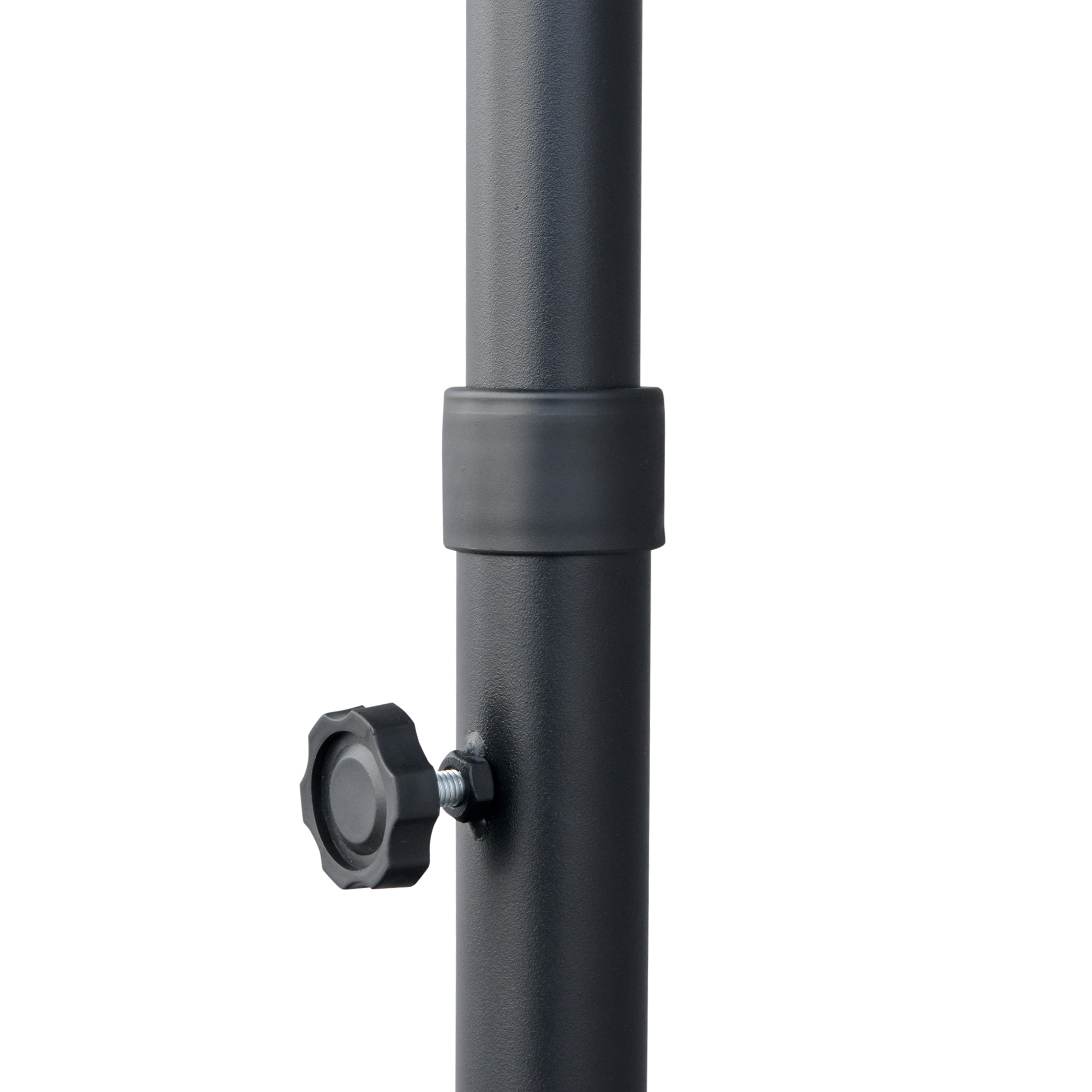 Outsunny 2m Half Parasol Market Umbrella Garden Balcony Parasol with Crank Handle, Base, Double-Sided Canopy, Dark Grey 9
