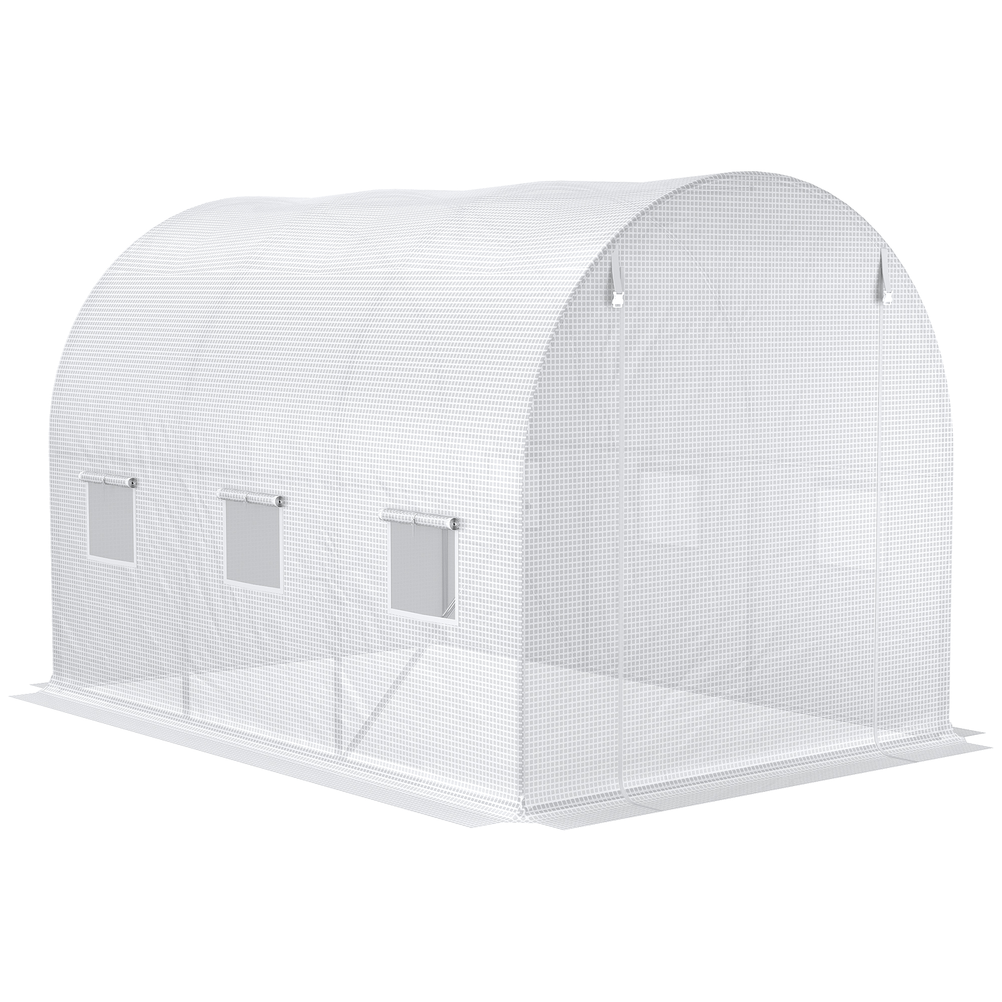Outsunny 3 x 2 x 2m Polytunnel Greenhouse Replacement Cover ONLY Winter Garden Plant PE Cover for Tunnel Walk-in Greenhouse with Roll-up Windows Door Outdoor, White 7