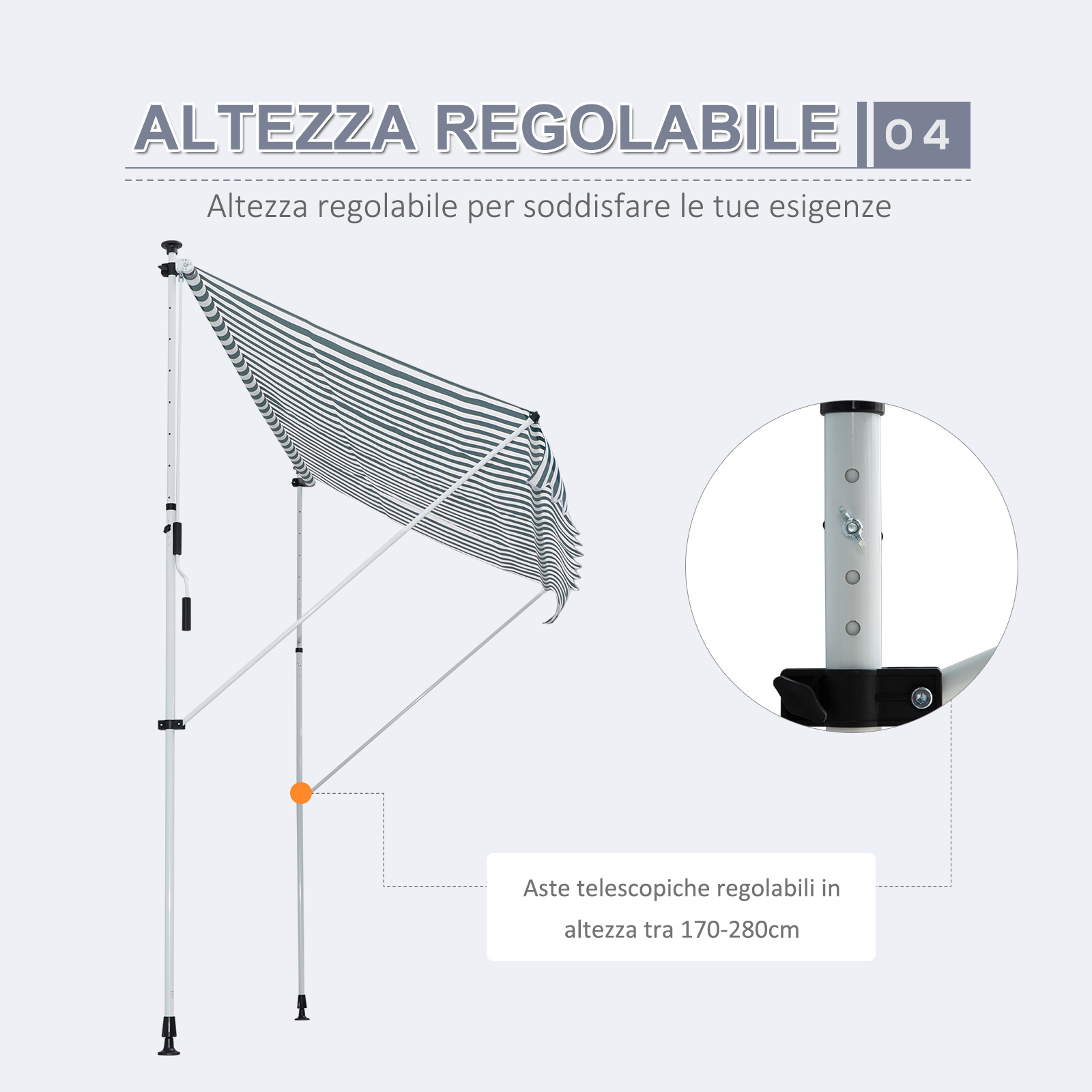 C.A.O. - Aste telescopiche per tenda in alluminio 6061
