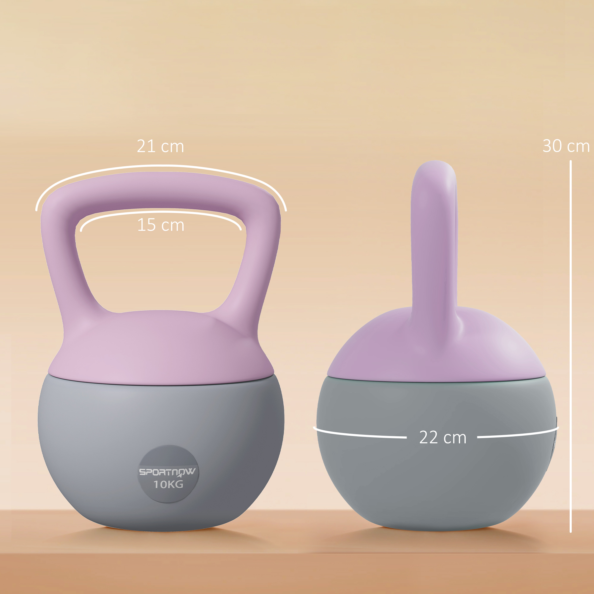 SPORTNOW 10KG Soft Kettlebell, Kettlebell with Non-Slip Handle for Home Gym, Weight Lifting, Strength Training, Purple/Grey 3