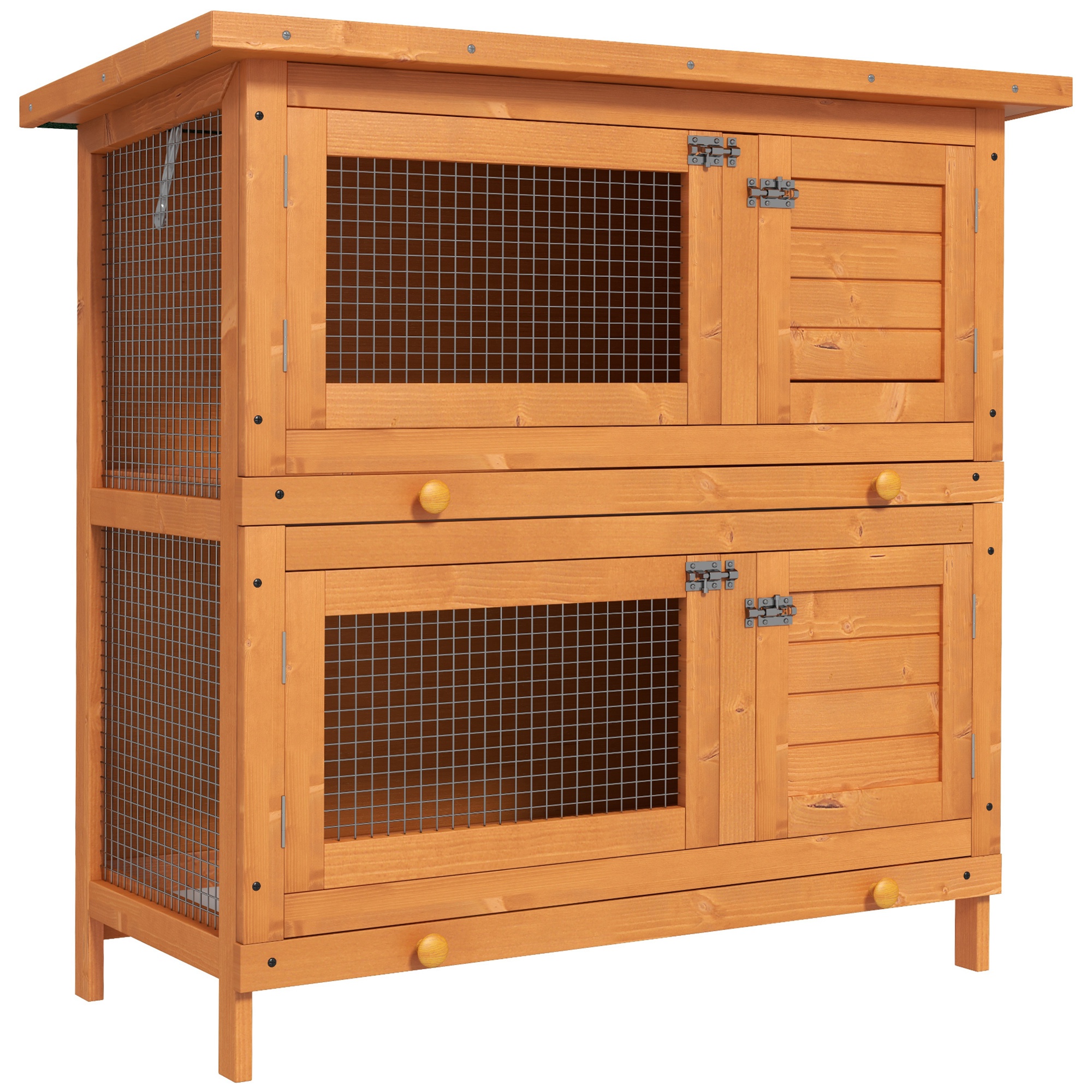 Pawhut Wooden 90cm 2 Tiers Guinea Pigs Hutches