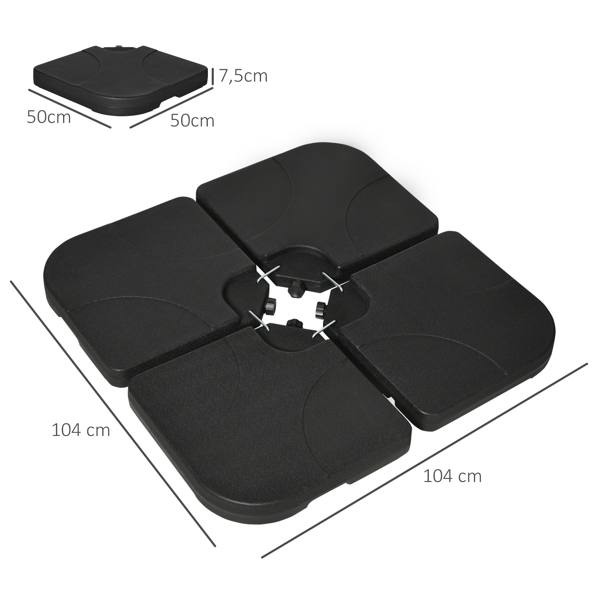 OUTSUNNY Lot de 4 poids de lestage pour parasols déportés piètement croix mât 4,8 cm