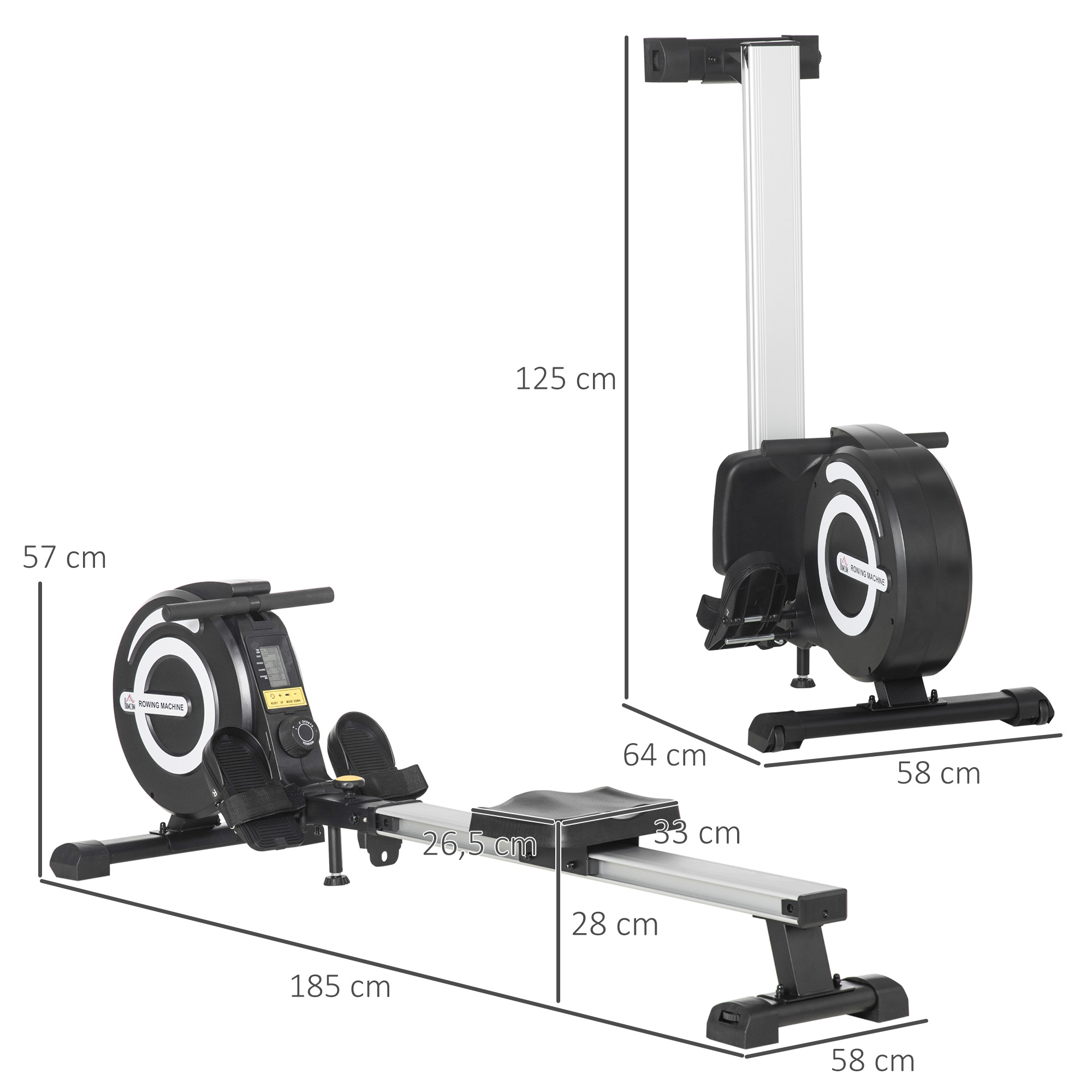 Rameur Magnétique Pliable – Résistance 16 Niveaux – Charge Max 160 Kg – Idéal Fitness à Domicile
