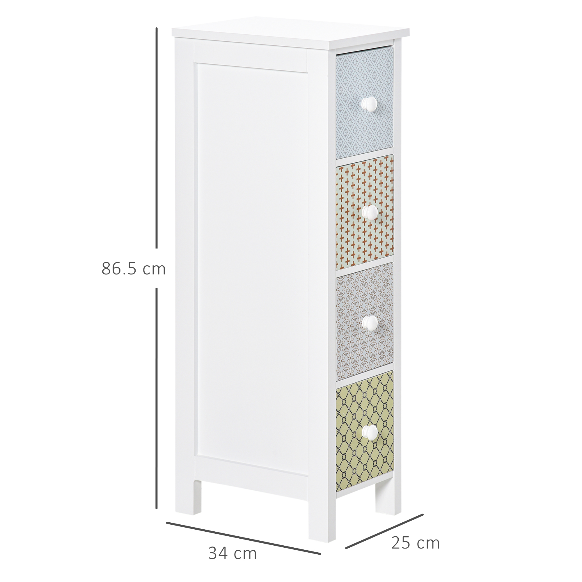 HOMCOM Chest of Drawers, 4 Drawer Dresser, Storage Organizer Toilet Tissue Cabinet for Bedroom, Bathroom 3