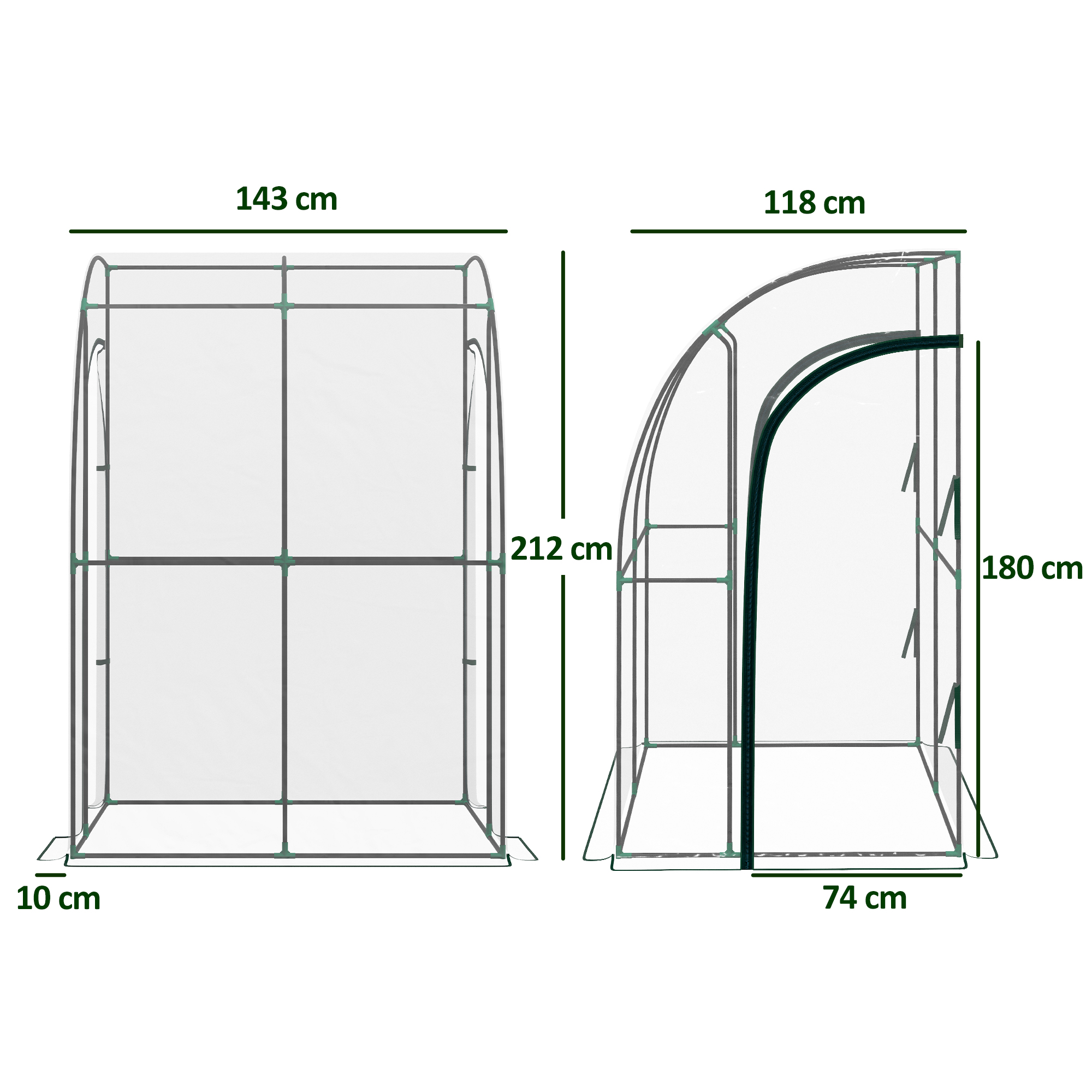 Outsunny 143cm x 118cm Walk-In Lean To Greenhouse, with Accessories 3