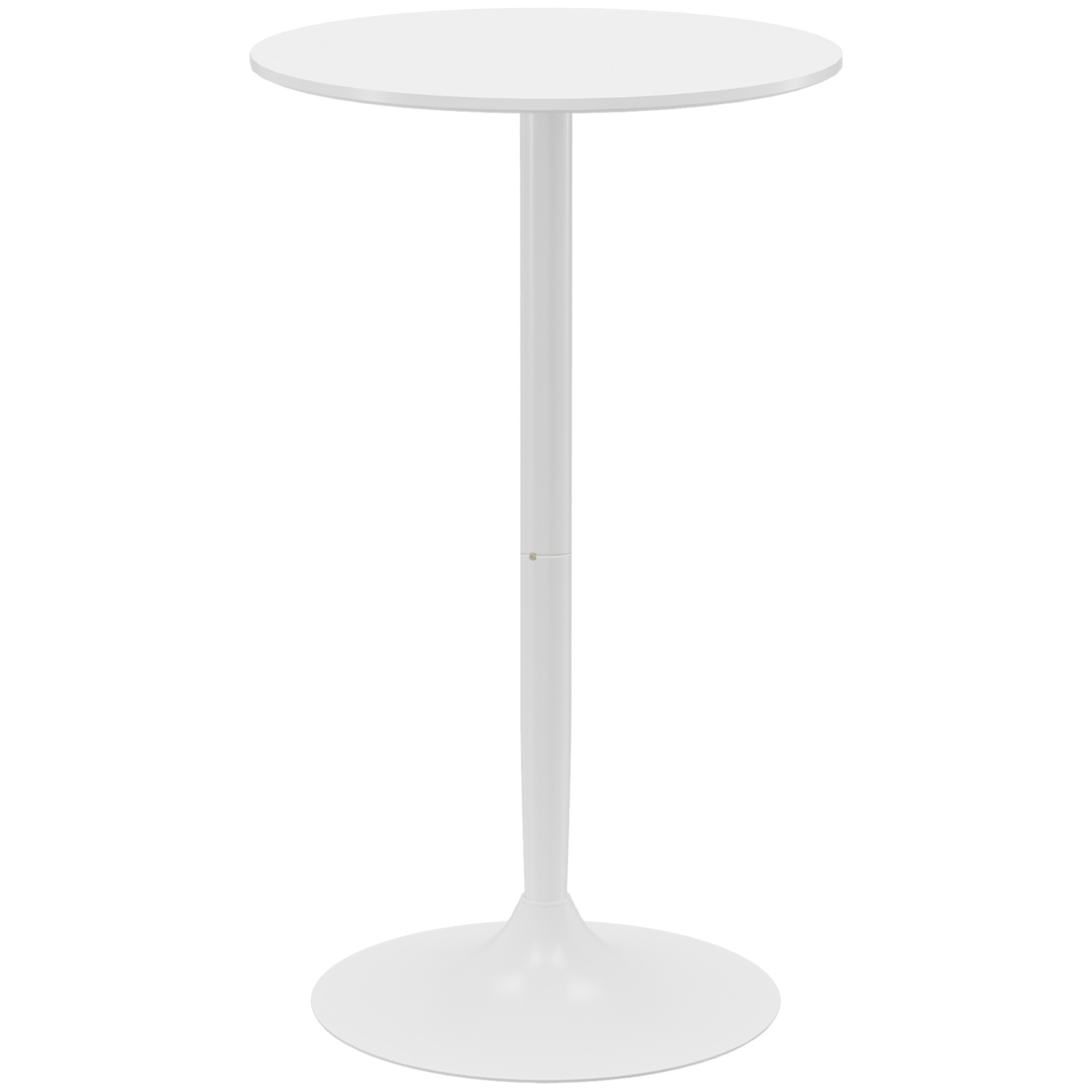 HOMCOM Mesa Alta de Bar Redonda Mesa de Cocina Moderna con Encimera Laminada y Marco de Acero para 2 Personas Ø60x102 cm Blanco   Aosom España