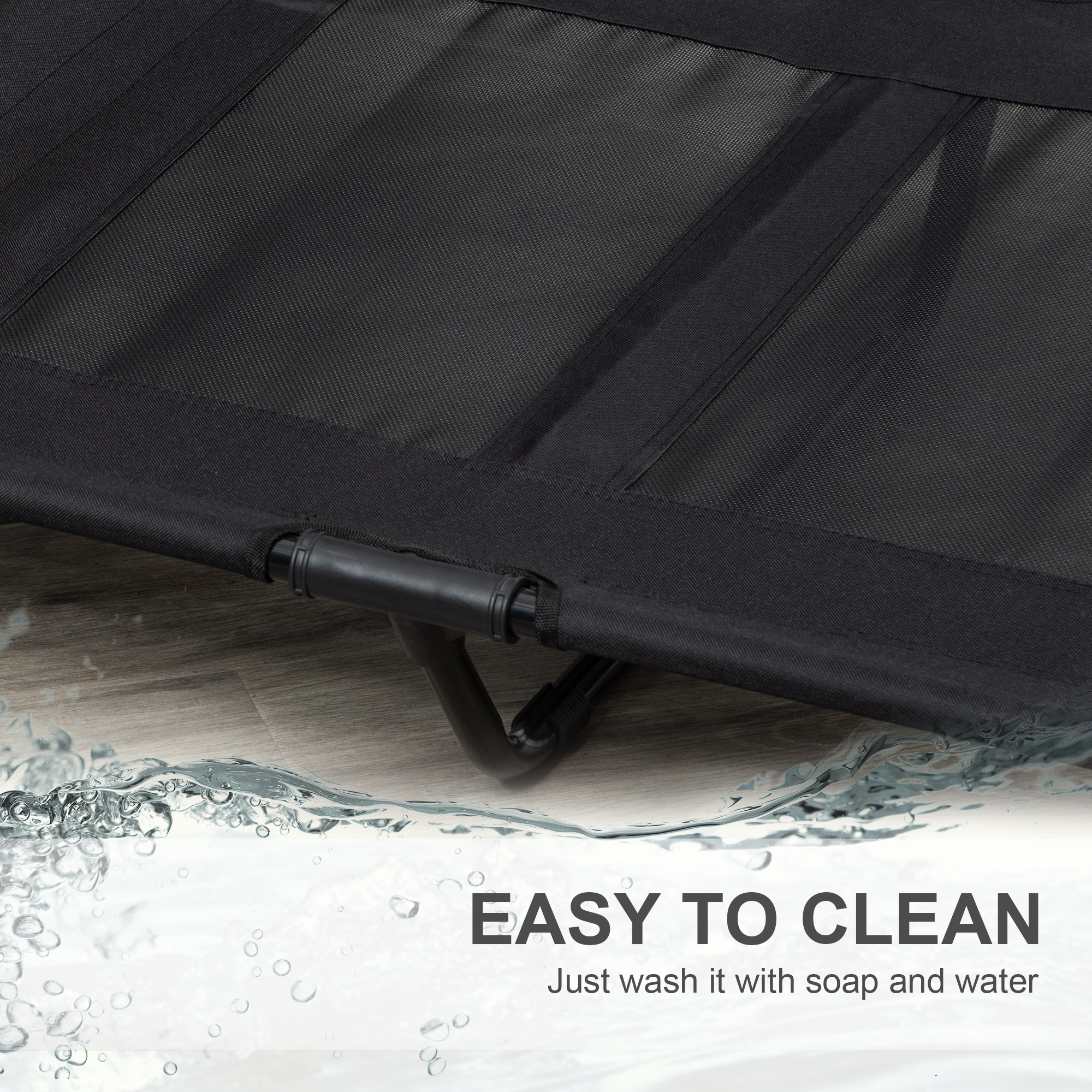 PawHut Large Raised Dog Bed Cat Elevated Lifted Cooling Portable Camping Basket Outdoor Indoor Mesh Pet Cot Metal Frame Black 5