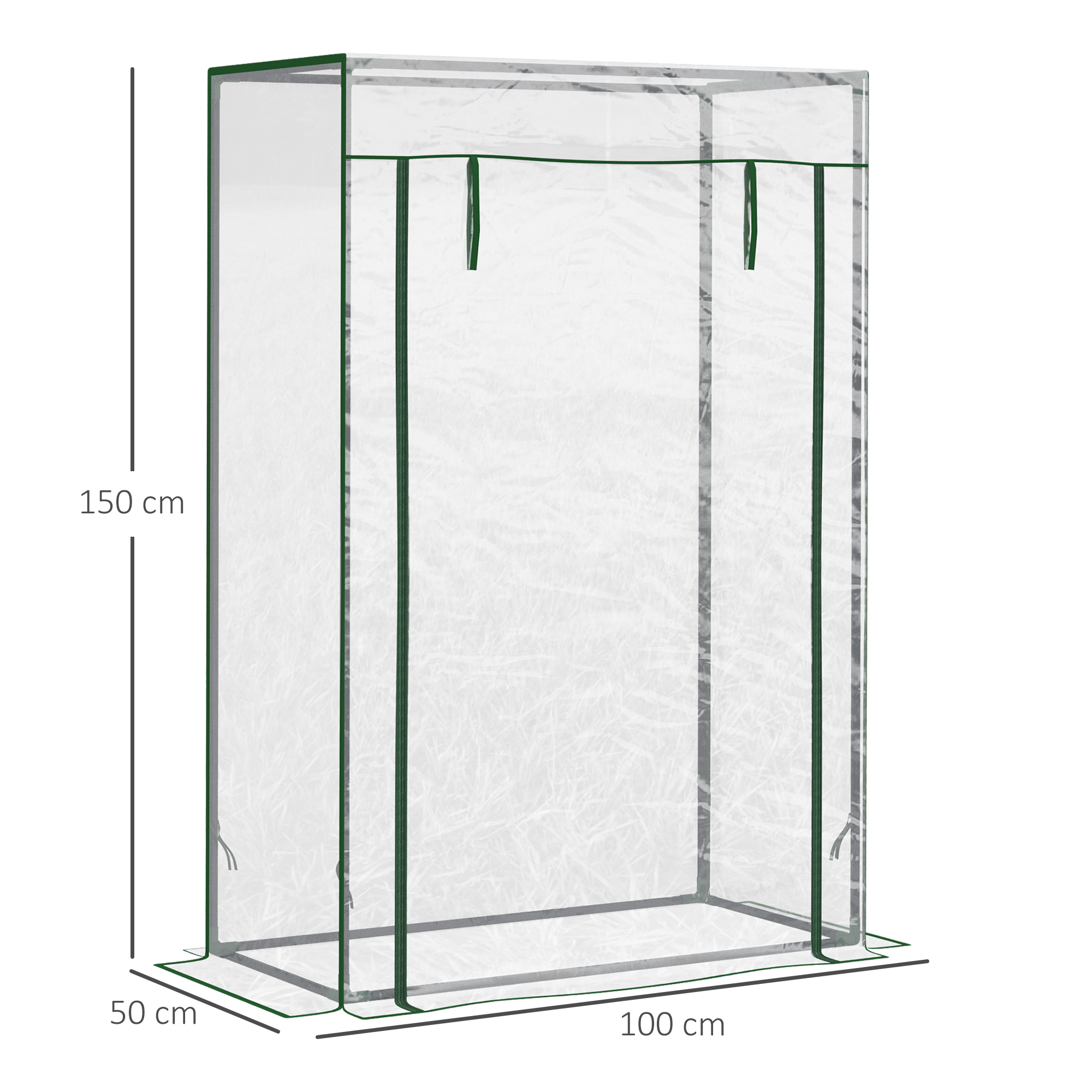 Outsunny Tomato Greenhouse with Roll-up Door, Mini Greenhouse with PVC Cover, Outdoor Grow House Small Green House for Yard, Balcony, Garden, 100 x 50 x 150cm, Transparent 3