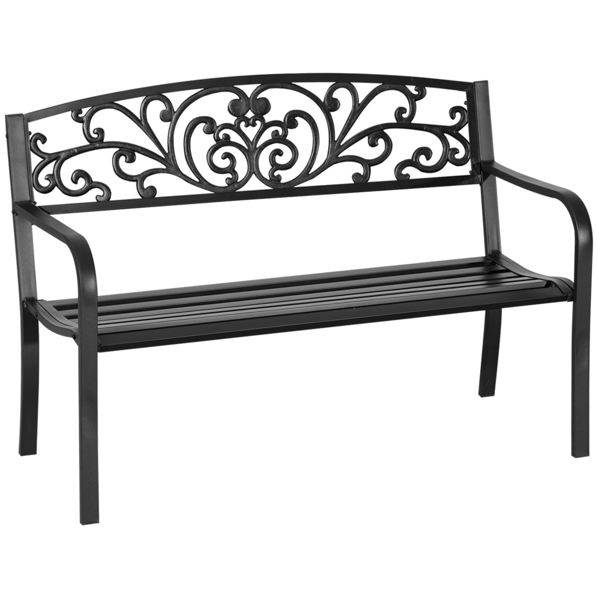 Outsunny Banc de Jardin Terrasse en Acier Fonte 2 Places Charge Max. 220 Kg Noir aosom france Outsunny Banc de Jardin Terrasse en Acier Fonte 2 Places Charge Max. 220 Kg Noir aosom france
