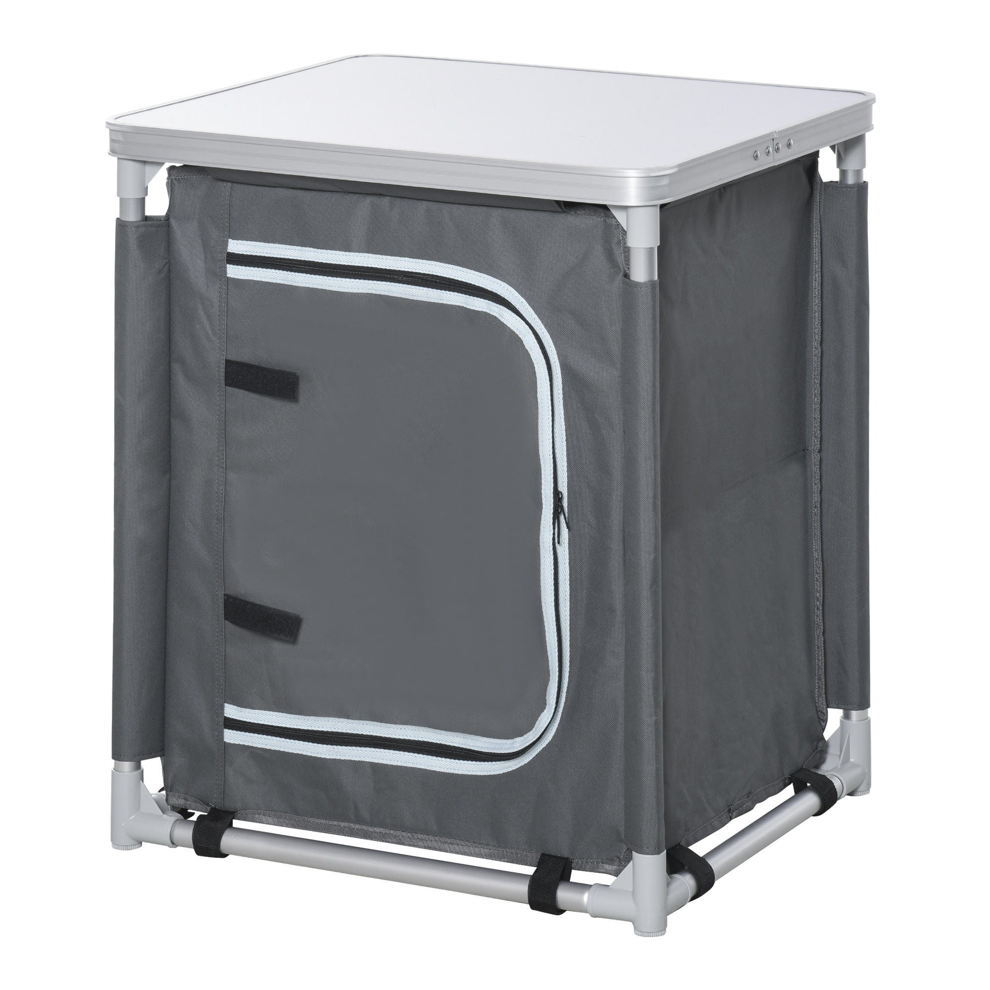 Meuble Cuisine Camping Aluminium Rangement Extérieur Outsunny Meuble De Camping Avec Étagères - Cuisine Extérieure Portable Avec Sac De Transport - 60x50x104.5cm Gris Cuisine Portable Barbecue Pique-nique