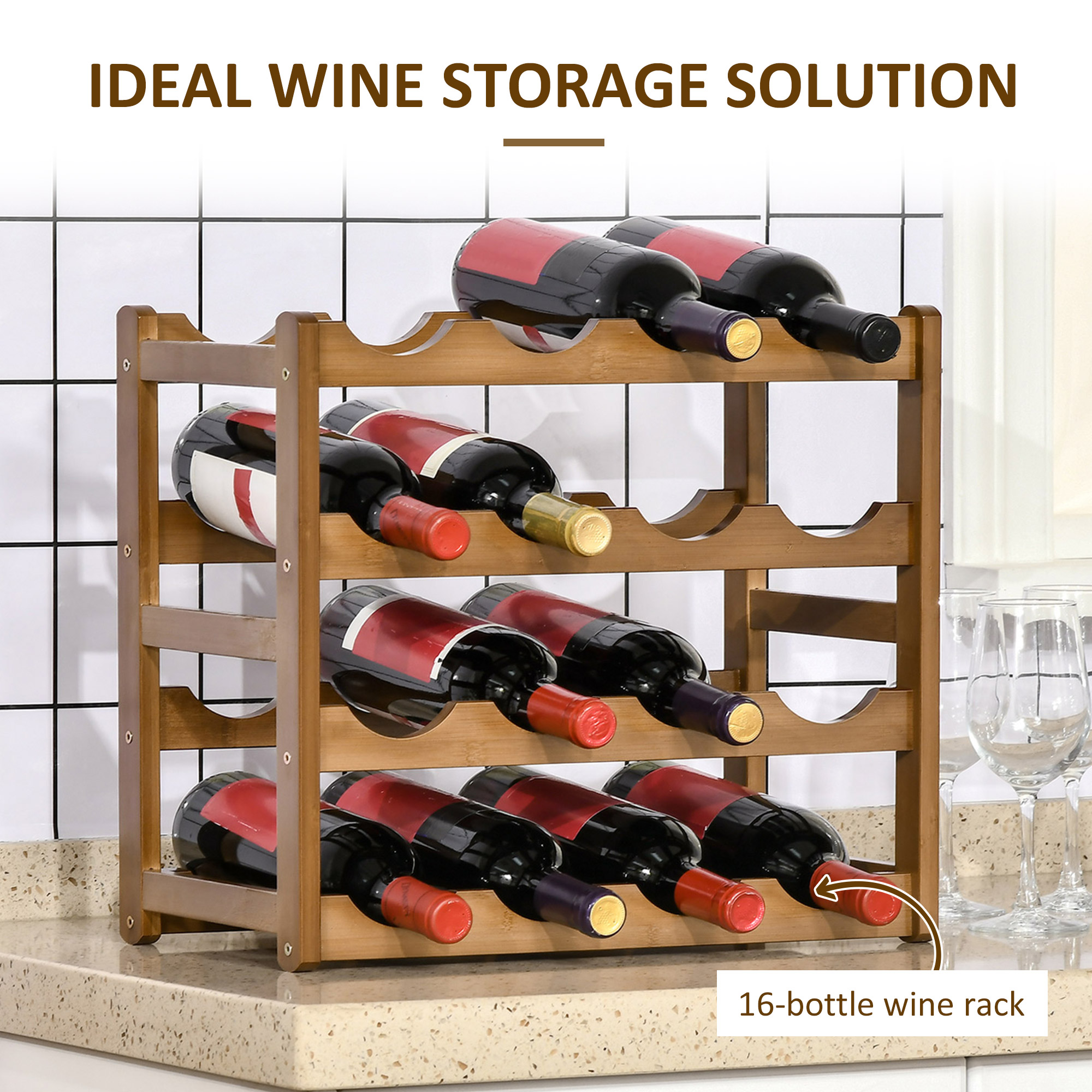 Small Wine Rack MOOACE 6-Bottle Wine Rack With Glass Holder