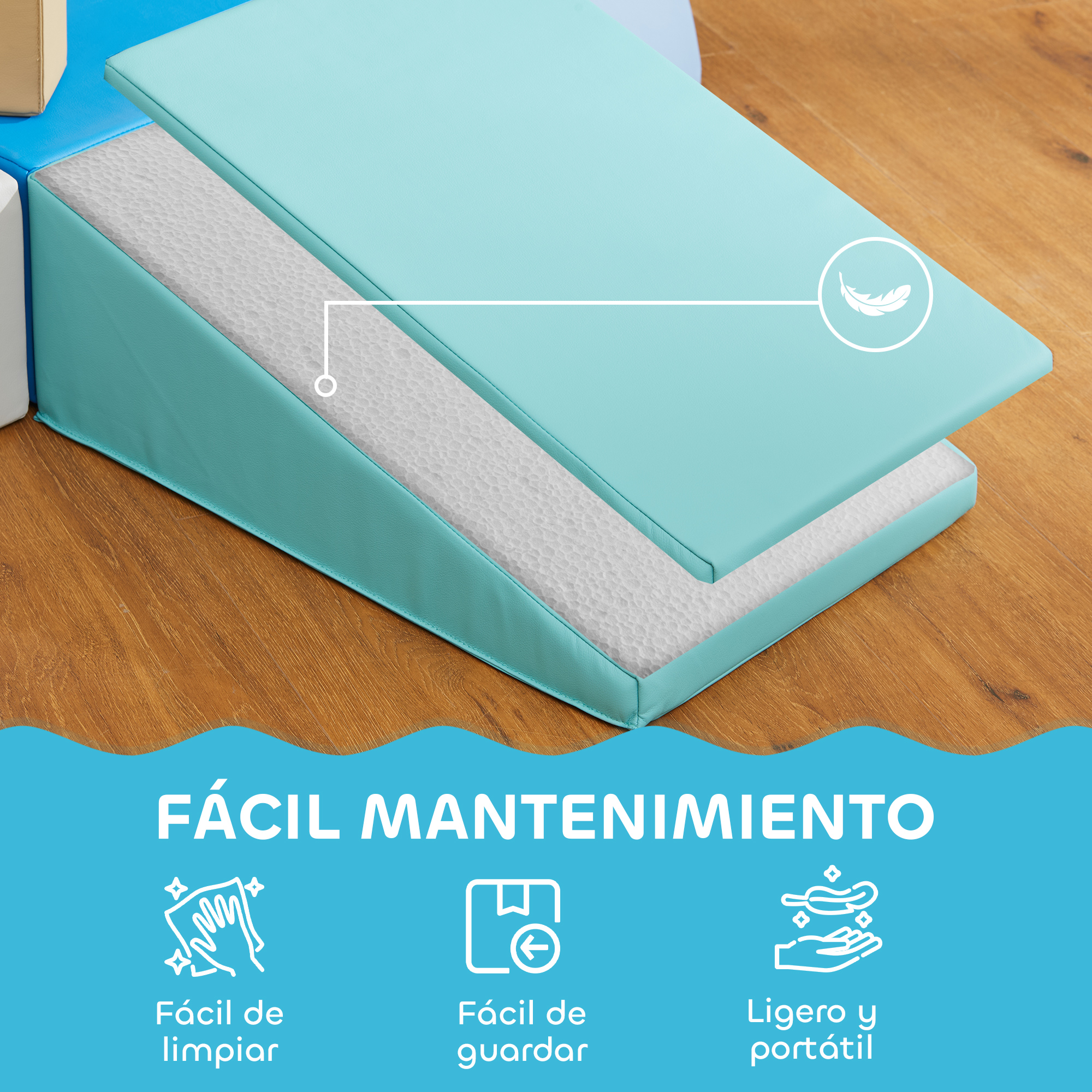 HOMCOM Set De 4 Bloques De Psicomotricidad Infantil – Módulos De Espuma Para Escalar Y Arrastrarse, Multicolor, Para Niños De 1 A 3 Años, Fáciles De Limpiar