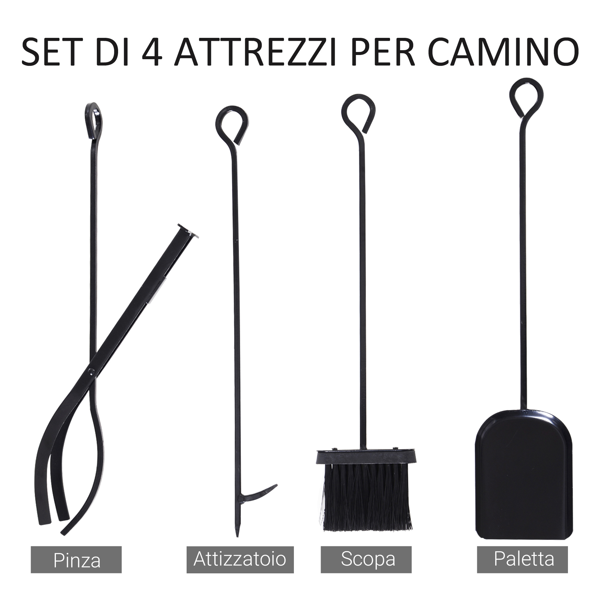 Portalegna Da Esterno/Interno In Metallo Con Accessori - Paletta, Scopa, Pinza E Attizzatoio - Foto 5