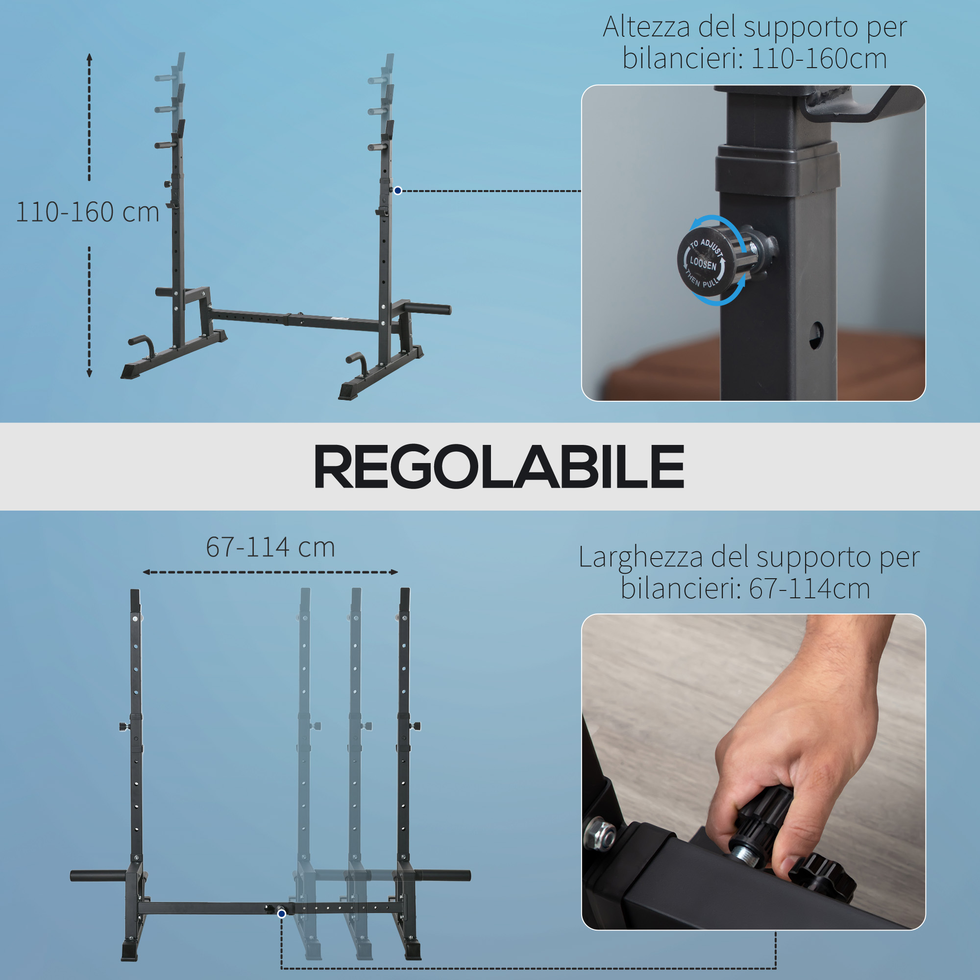 Lyrlody Barra Di Supporto Per Bilanciere - Accessorio Fitness, 3 Misure, Acciaio Inox - Foto 2