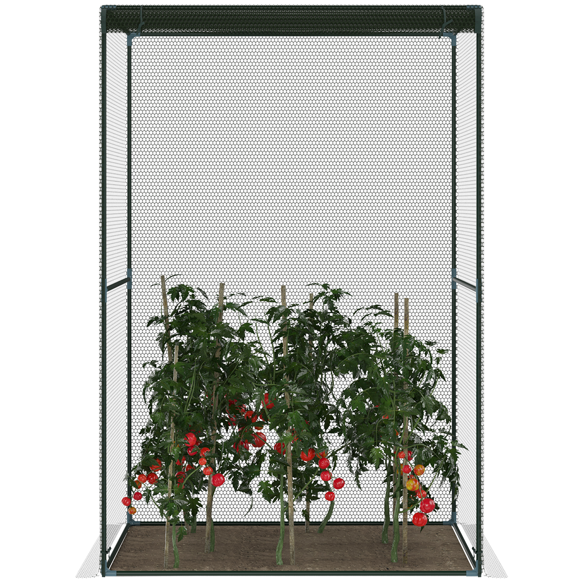 Outsunny Set of 2 Fruit Cage Bird Netting, Vegetable Plant Protection Tent with Zipped Door, Anti Bird, Insects, Small Animals, 1.2 x 1.2 x 1.8m, Dark Green 7
