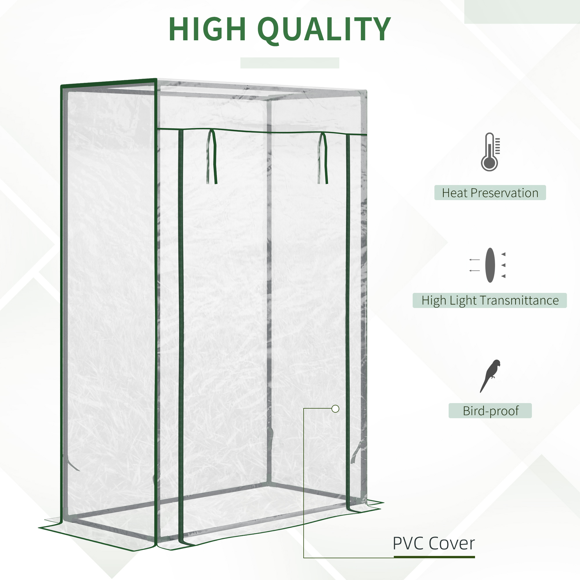 Outsunny Tomato Greenhouse with Roll-up Door, Mini Greenhouse with PVC Cover, Outdoor Grow House Small Green House for Yard, Balcony, Garden, 100 x 50 x 150cm, Transparent 4