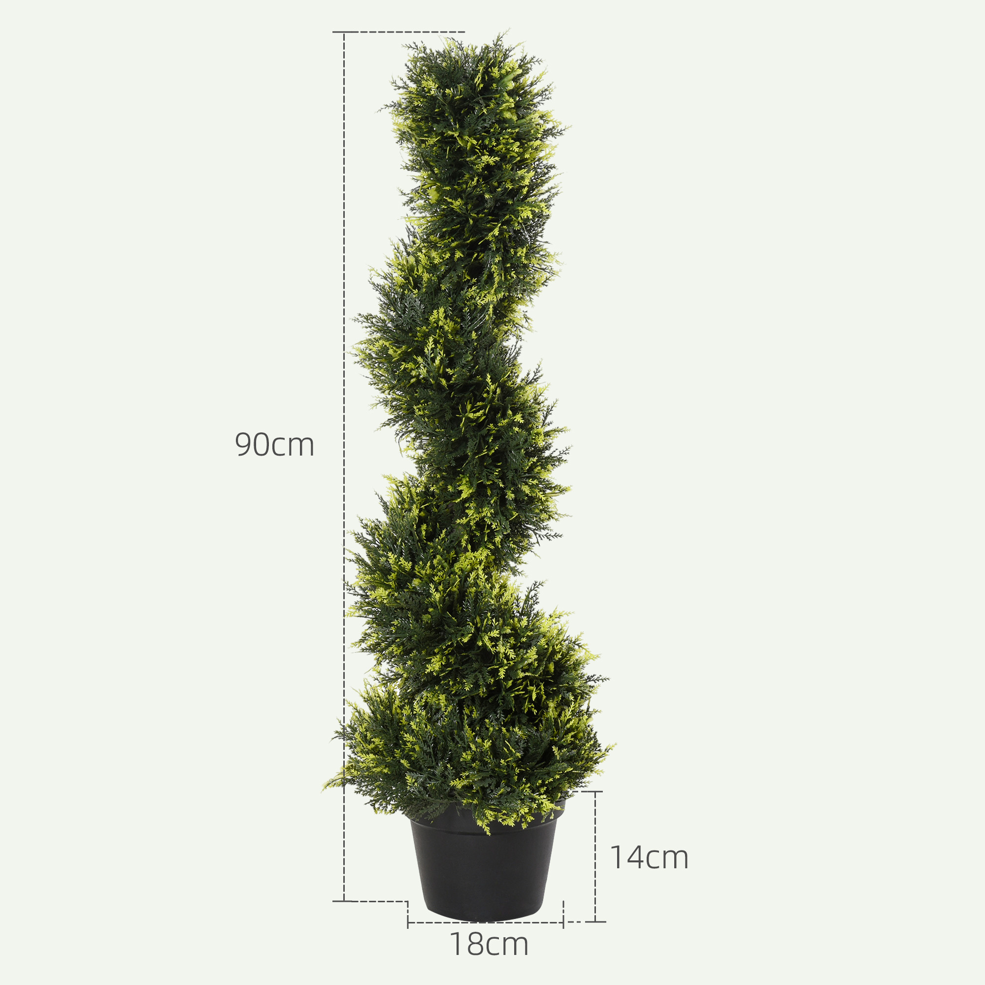 Kunstlik spiraaltaim, spiraalne seedripuu potiga, 90 cm, kunstneder õue- ja sisekaunistamiseks, roheline