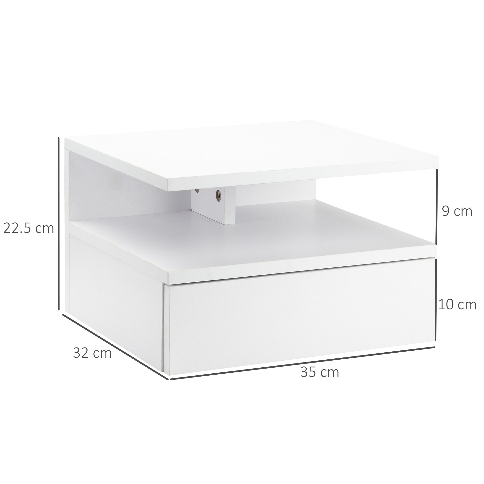HOMCOM Set of Two Floating Bedside Tables White 3