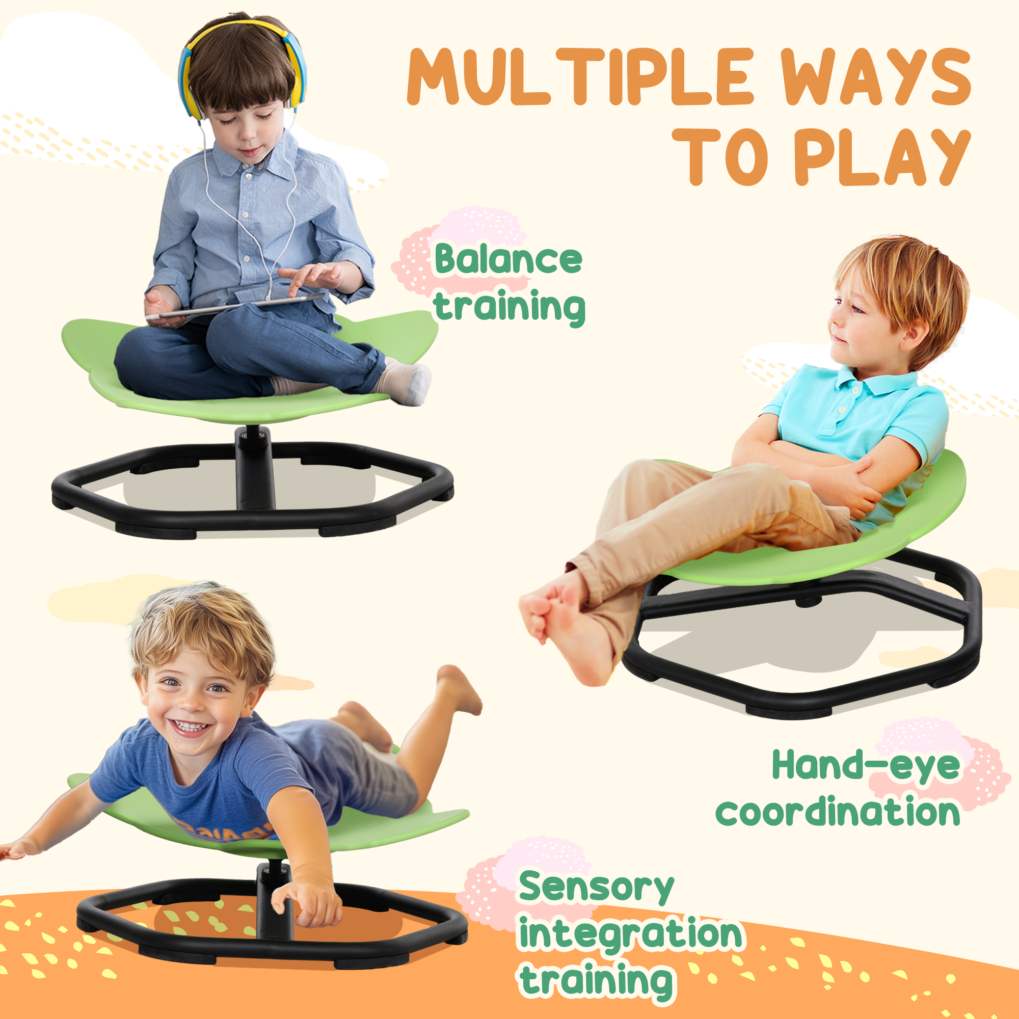 Sensory Spinning Chair For Kids - Autism Sit And Spin Chair For Balance & Coordination (Azure)