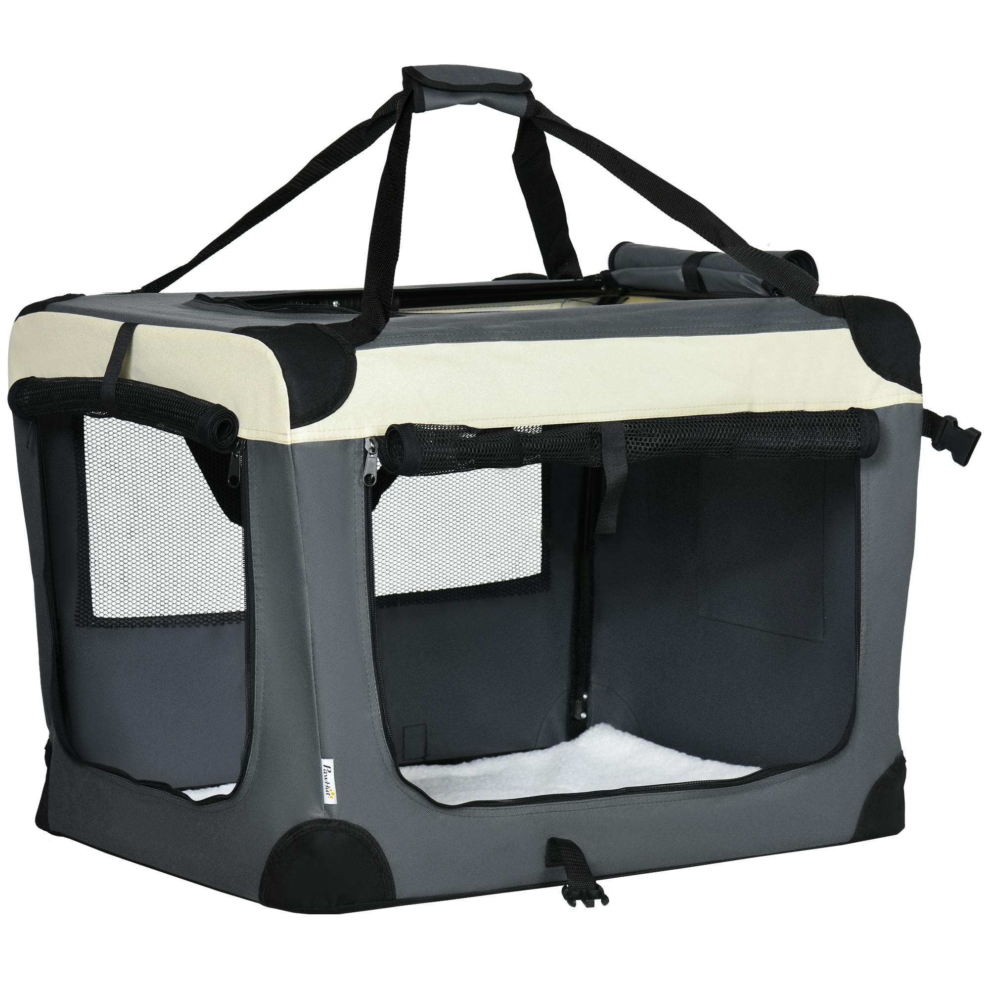 PawHut Hundetasche Transporttasche faltbare Hundebox mit Kissen für kleine Hunde Outdoor Oxfordstoff Grau Schwarz 70x51x50cm   Aosom.de – PawHut