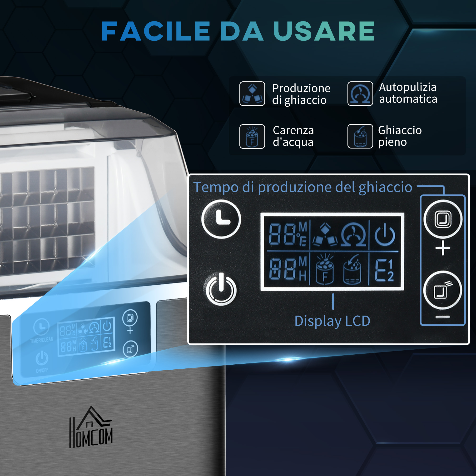 Macchina Del Ghiaccio AGLUCKY Z5879-GREY Da Banco – Autopulente, 26 Lbs/24h, 9 Cubetti Pronti