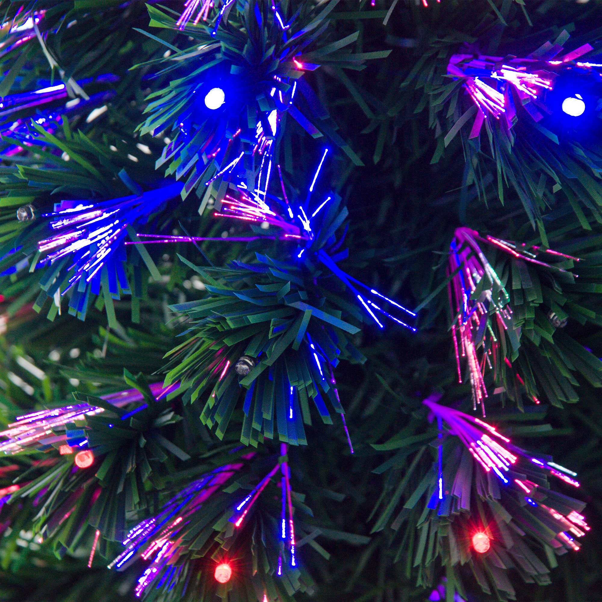 HOMCOM 4 Feet Prelit Artificial Christmas Tree with Multi-Coloured Fiber Optic LED Light, Holiday Home Xmas Decoration, Green 9