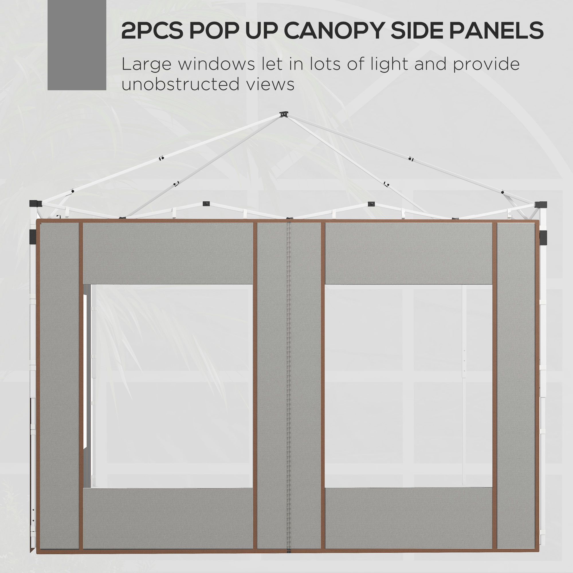 Outsunny Set of Two 295cm Replacement Canopy Walls Grey 6