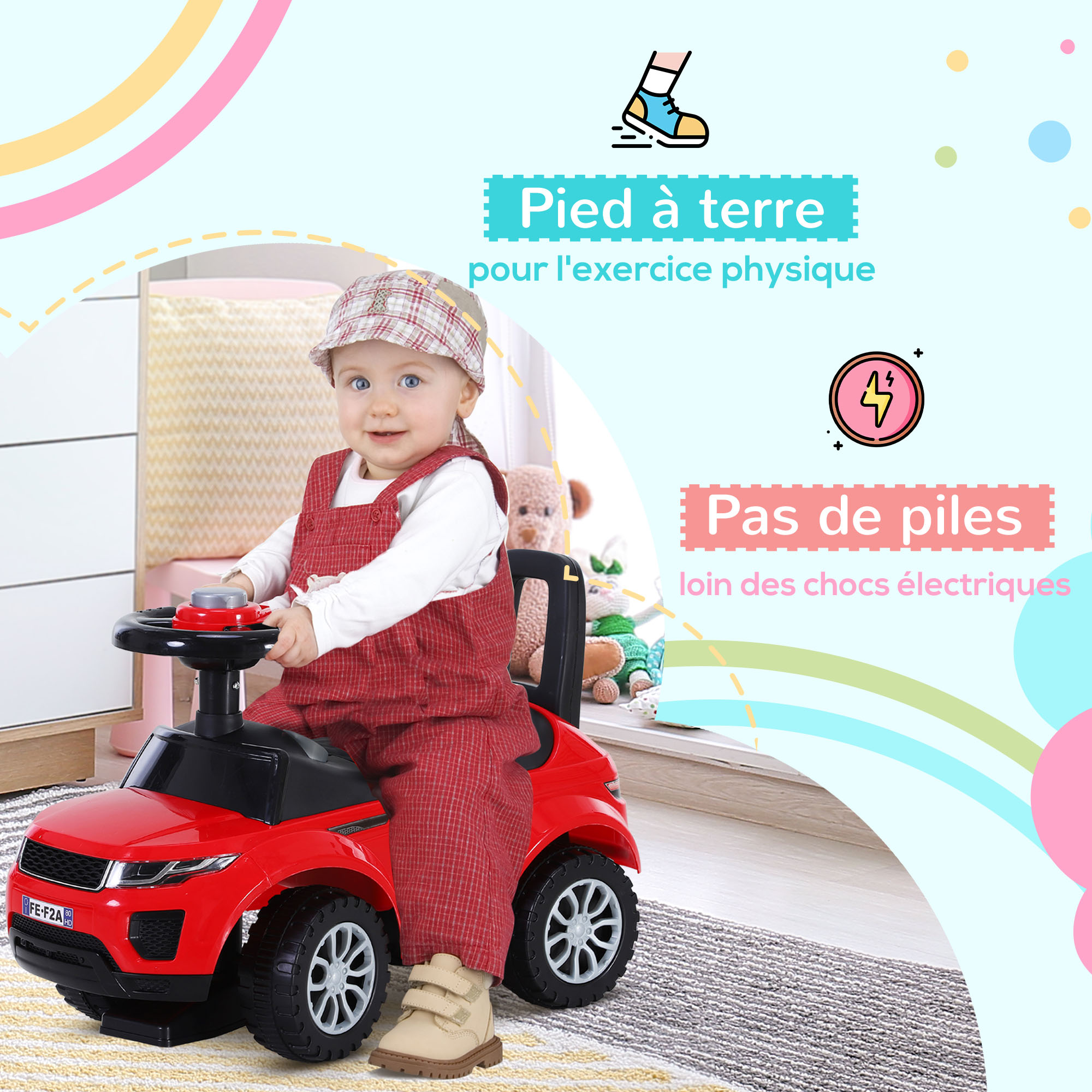 Porteur Rangement Sécurisé Porteur Enfant Fiat - À Partir De 12 Mois - Avec Sons Et Klaxon - Rouge - 61x28x38cm Porteur Mercedes