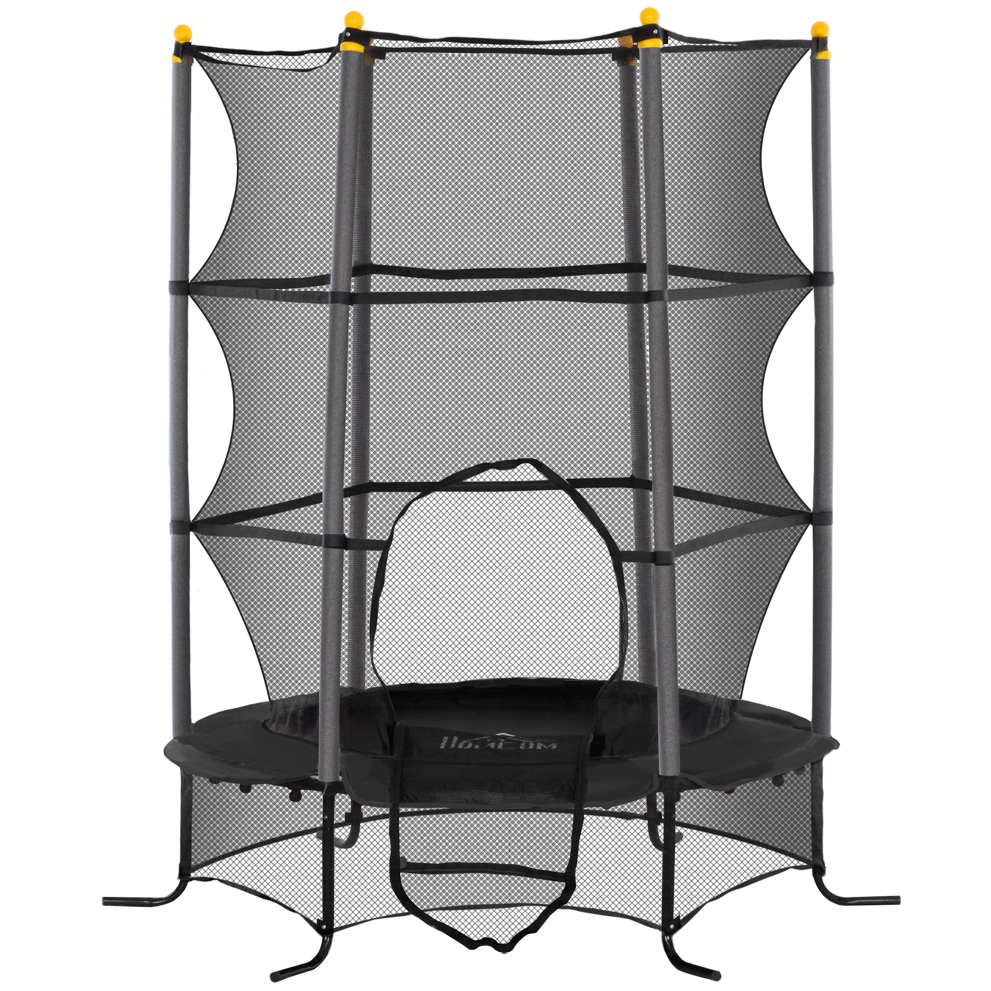 HOMCOM Kindertrampolin Ø163 cm, Trampolin mit Sicherheitsnetz, Randabdeckung, Gartentrampolin für Kinder 3-10 Jahre, bis 50 kg belastbar, Schwarz   Aosom – HOMCOM