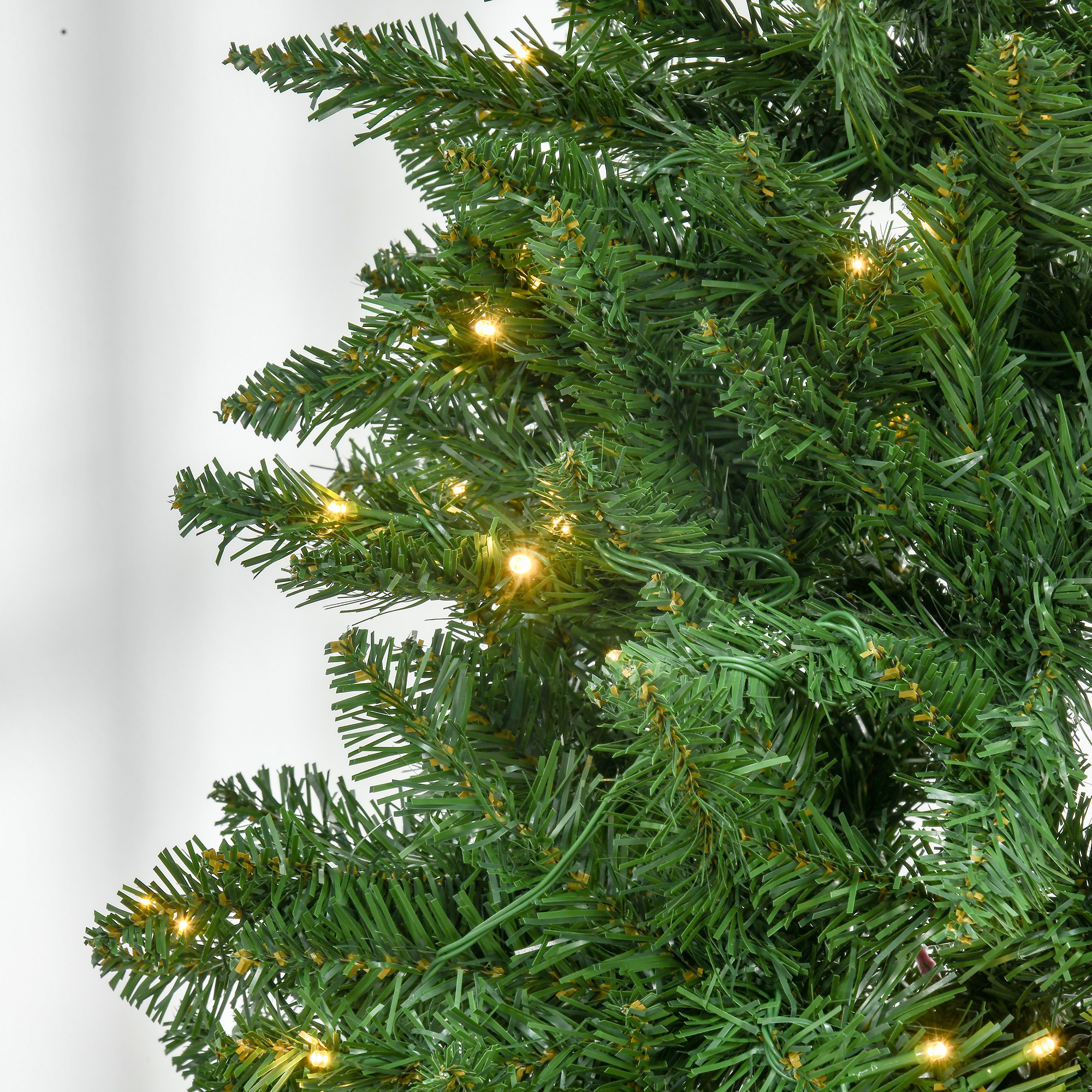 HOMCOM 6FT Christmas Tree Warm White LED Light Holiday Home Decoration, Green 9