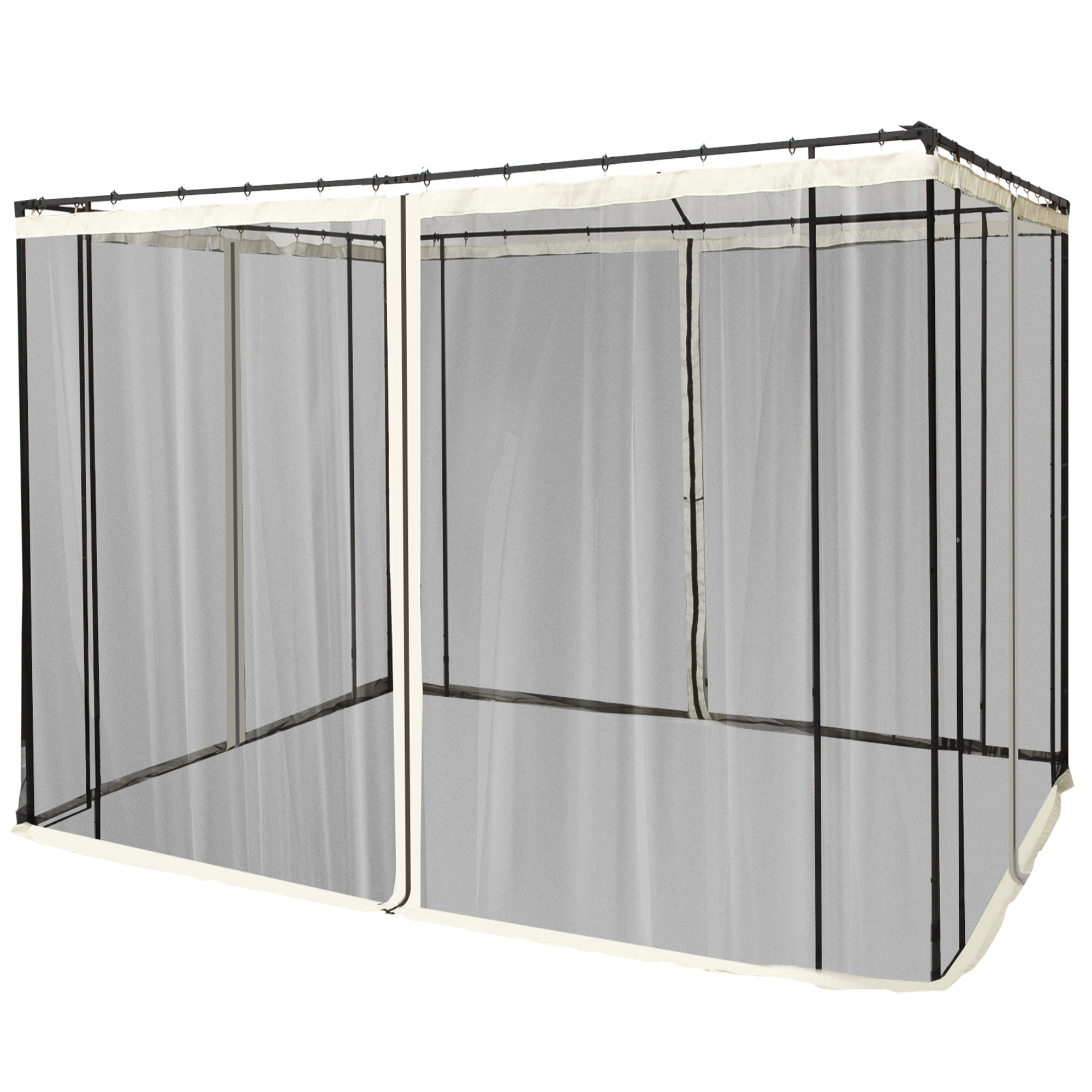 Outsunny Moskitonetz 3x3m Pavillon mit 4 Seitenteilen, Fliegennetz mit Reißverschluss, langlebig aus Nylon-Mesh in Schwarz Aosom.de
