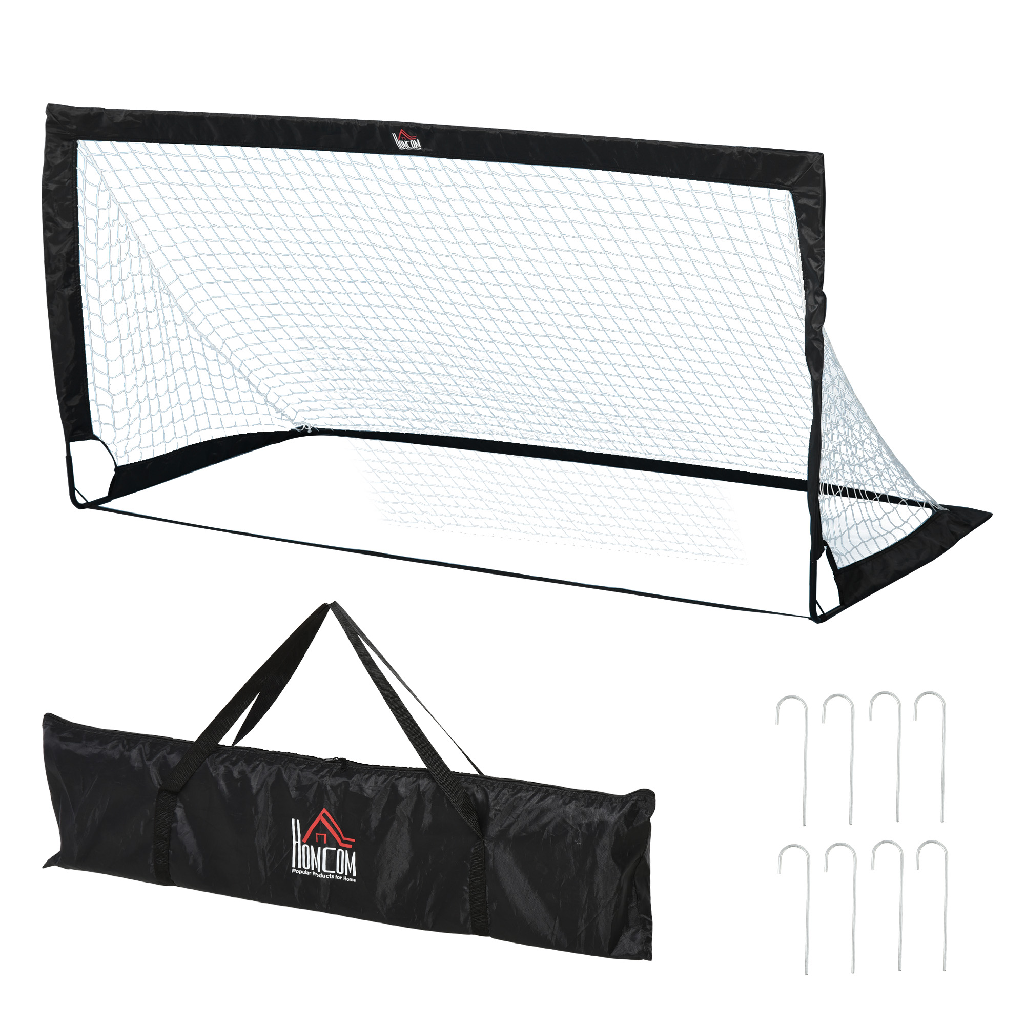 Jalgpalliväravate komplekt 2, kokkupandav, 183 x 90 x 90 cm, ilmastikukindel kandekotiga, täiskasvanutele mõeldud õuejalgpalliväravad, vaba aja veetmiseks, aias, treeninguks, must
