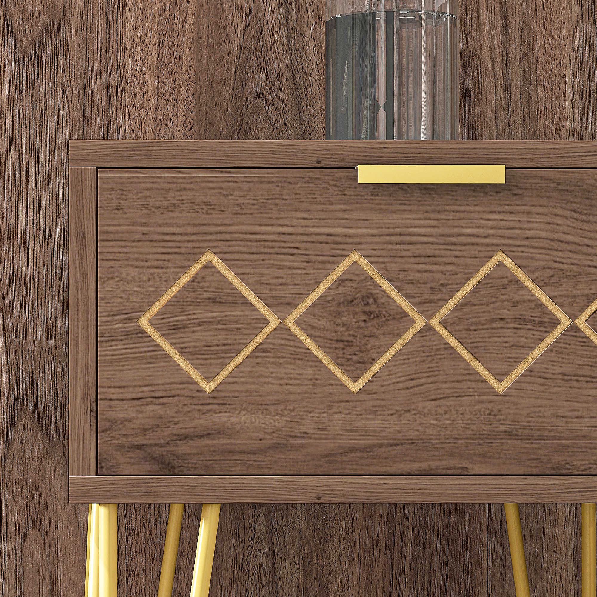 HOMCOM Bedside Table with Drawer, Wooden Nightstand, Modern Sofa Side Table with Gold Tone Metal Legs for Bedroom 9