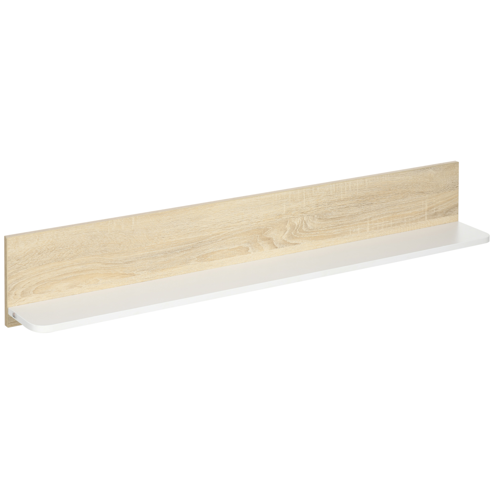 HOMCOM Estante Flotante de Madera Balda de Pared para Salón Dormitorio Pasillo Cocina Baño 120x15x20 cm Roble y Blanco | Aosom España