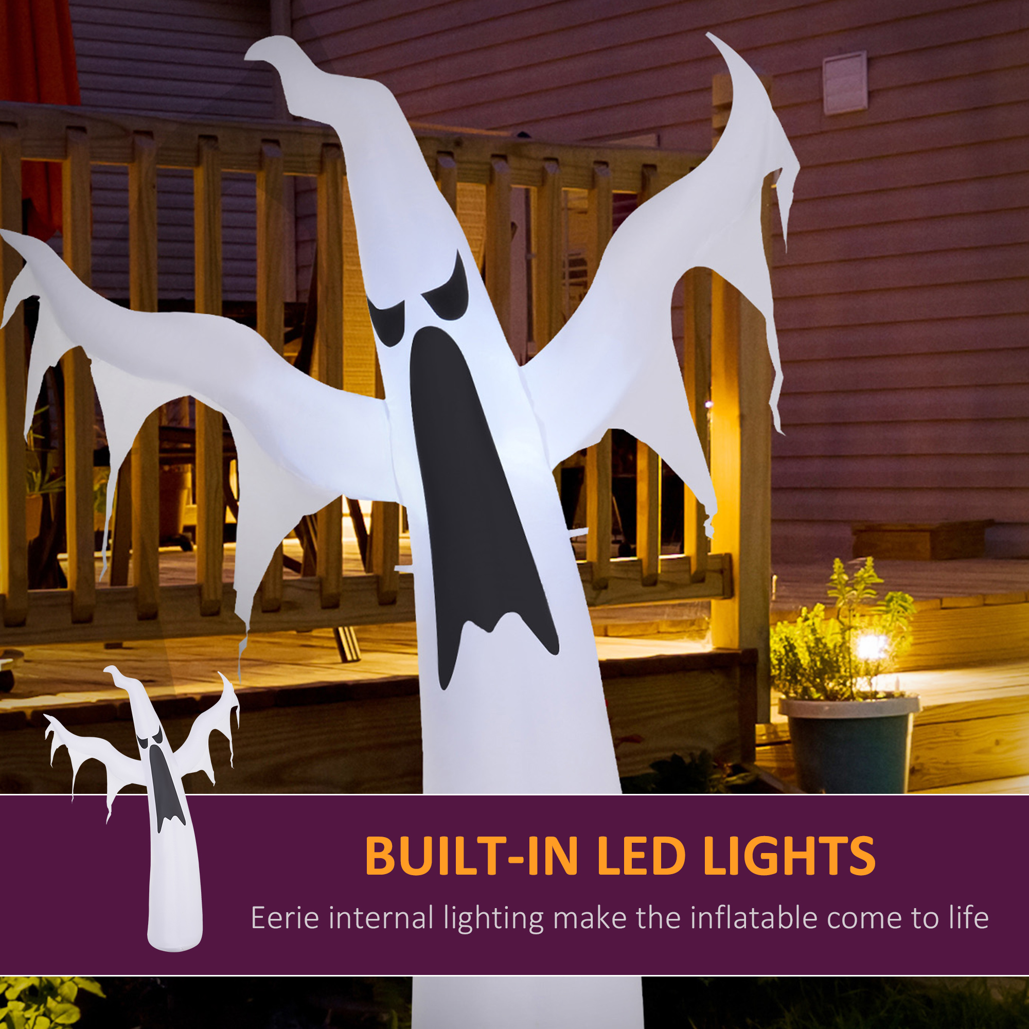 HOMCOM 6FT 1.8m LED Halloween Inflatable Decoration Floating Ghost Scary Party Outdoors Yard Lawn 4