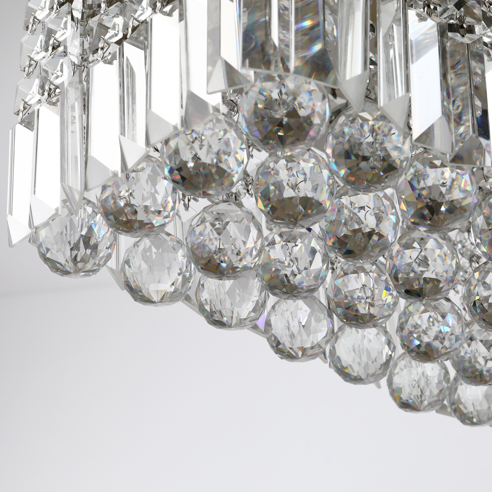 HOMCOM Modern Crystal Ceiling Light Square Crystal Chandelier for Living Room, Dining Room, Hall, E14 Base, Silver, 80 x 25 x 23cm 9