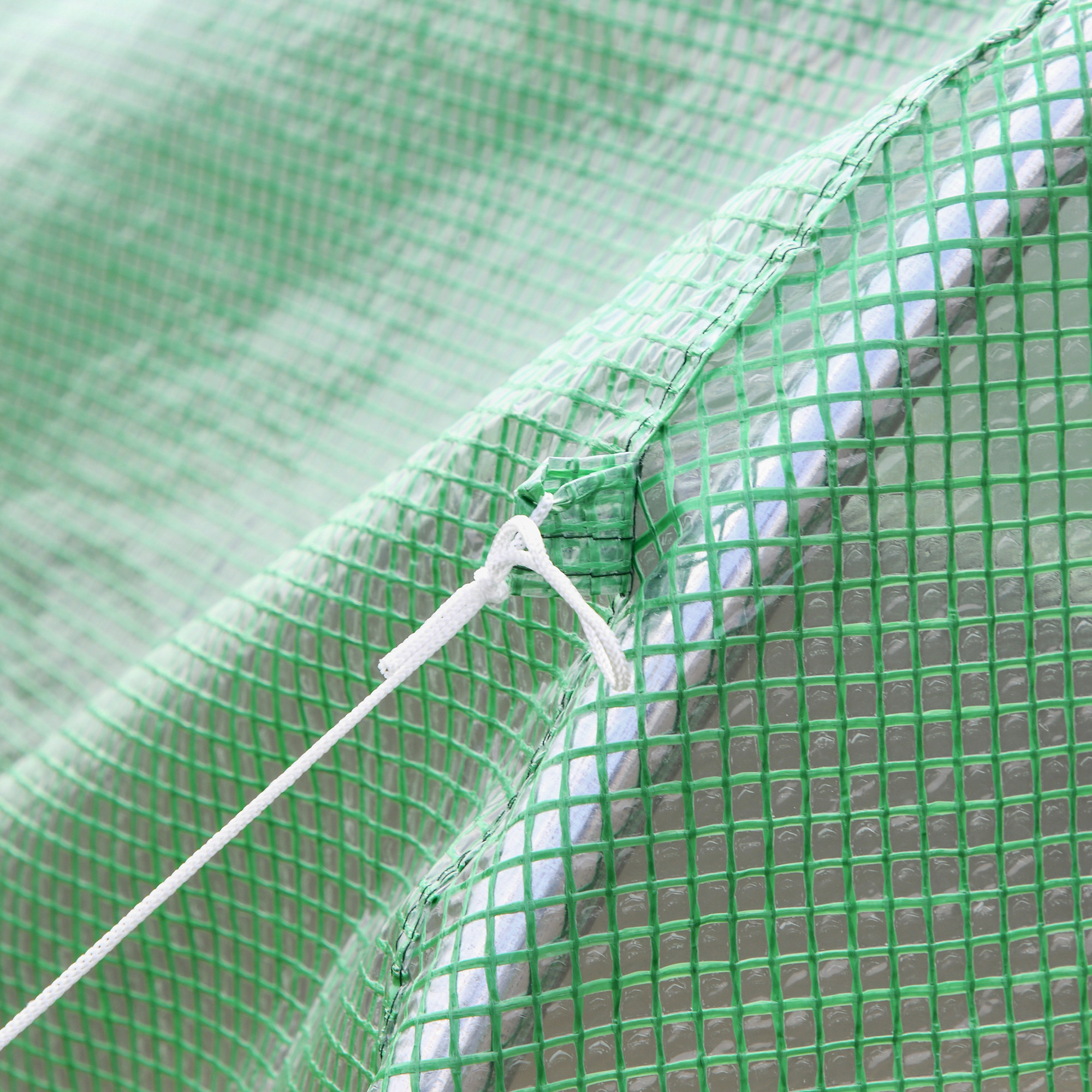Outsunny Walk-in Polytunnel Greenhouse Green House with Roll-up Sidewalls, UV-resistant PE Cover, 3 x 2 x 2m, Green 8