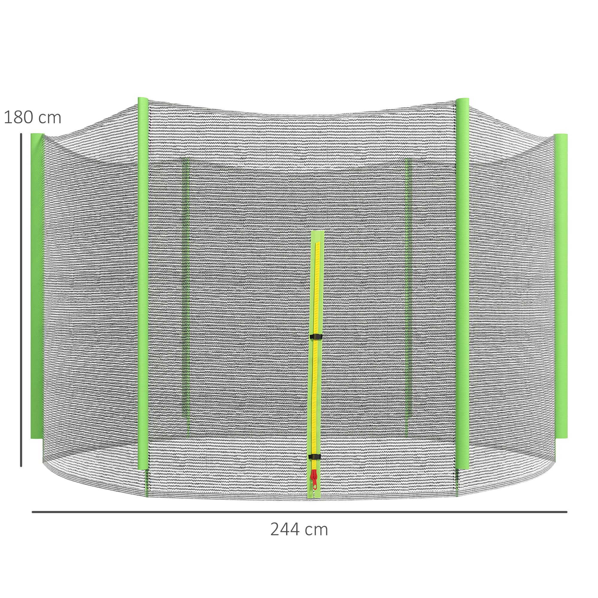 SPORTNOW 8ft Trampoline Net Replacement with 6 Plastic Pole Covers, Weather-Resistant Trampoline Netting Replacement with Zipped Entrance, Poles Not Included, Green 3