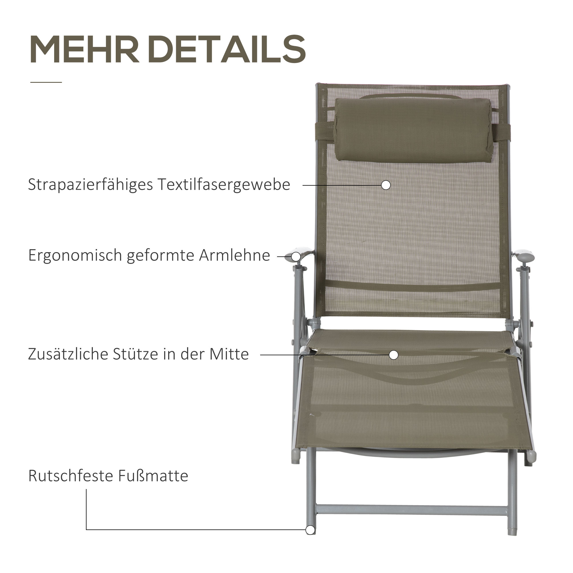 Preisvergleich Für Outsunny Strandliege Faltbar, 7 Stufen Verstellbar, Wetterbeständig, Mit