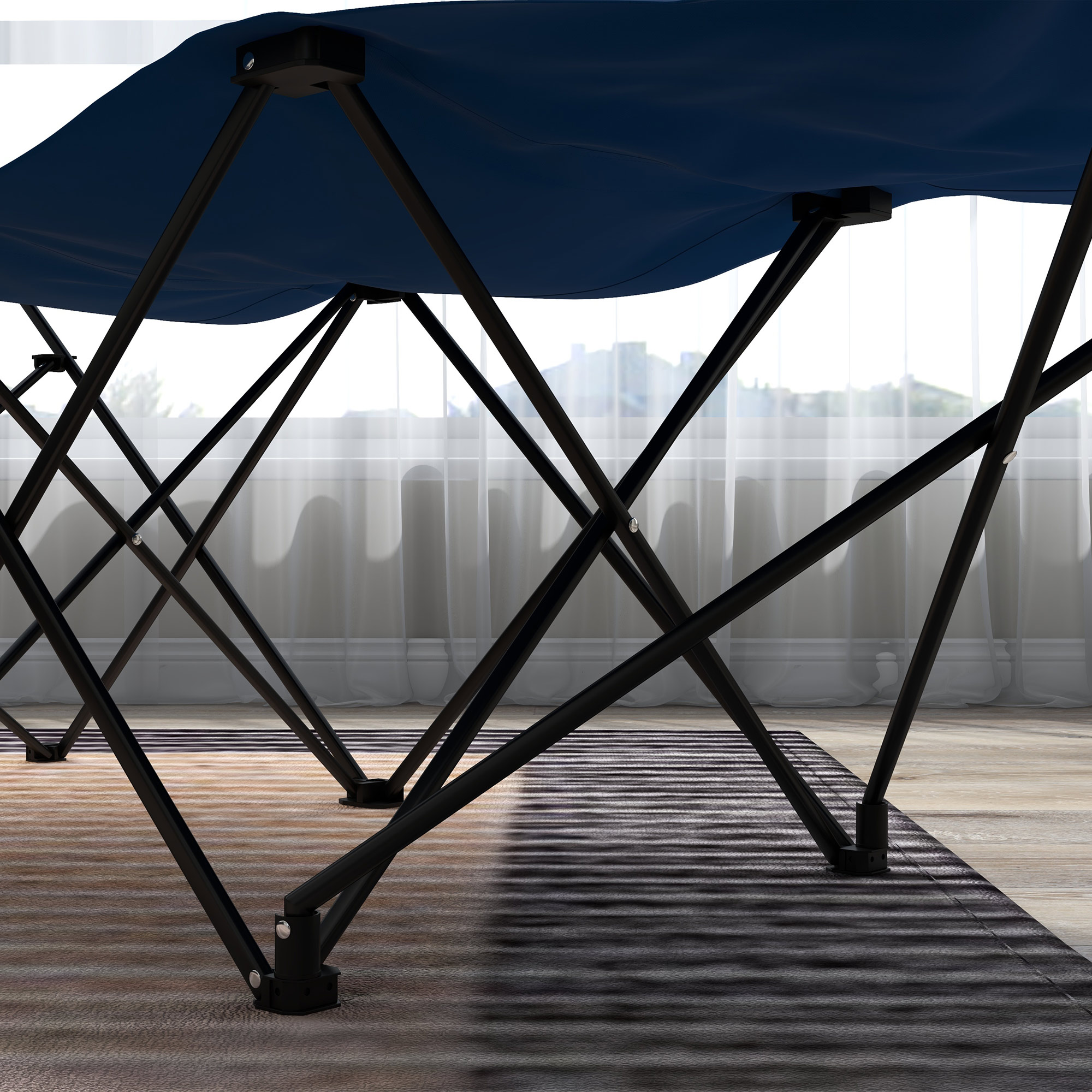 Outsunny Camping Bed for Adults, Single Folding Camp Bed, Portable Camping Cot with Side Pocket, Headrest and Oxford Seat for Outdoor, Travel, Fishing, Dark Blue 9