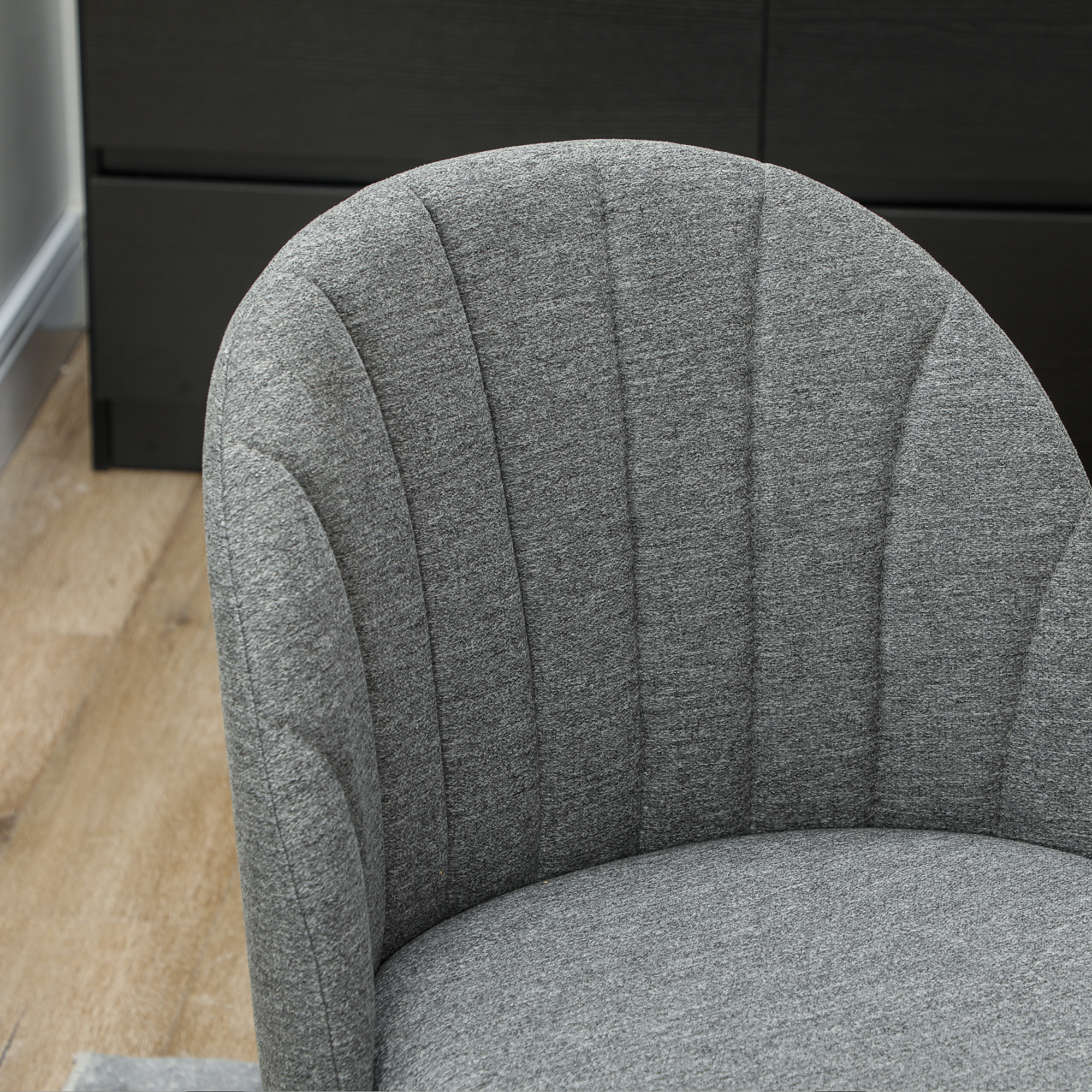 HOMCOM Dining Chairs Set of 2, Modern Upholstered Kitchen Chairs with Metal Legs, Shell Backrest and Padded Seat for Dining Room, Bedroom, Living Room, Vanity, Grey 8